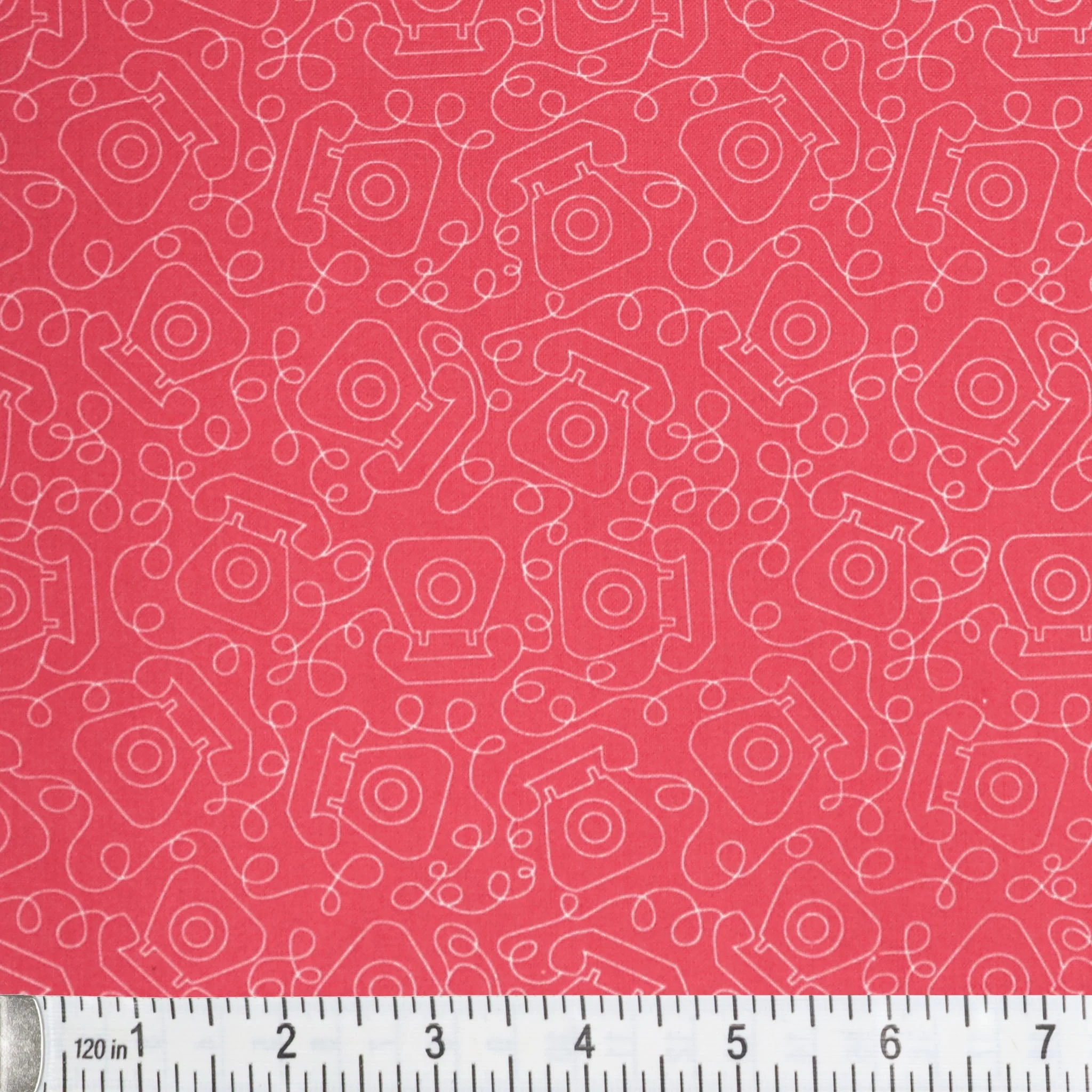 Happy Notes Fabric Collection - Tring A Ling Dark Pink - Image 2