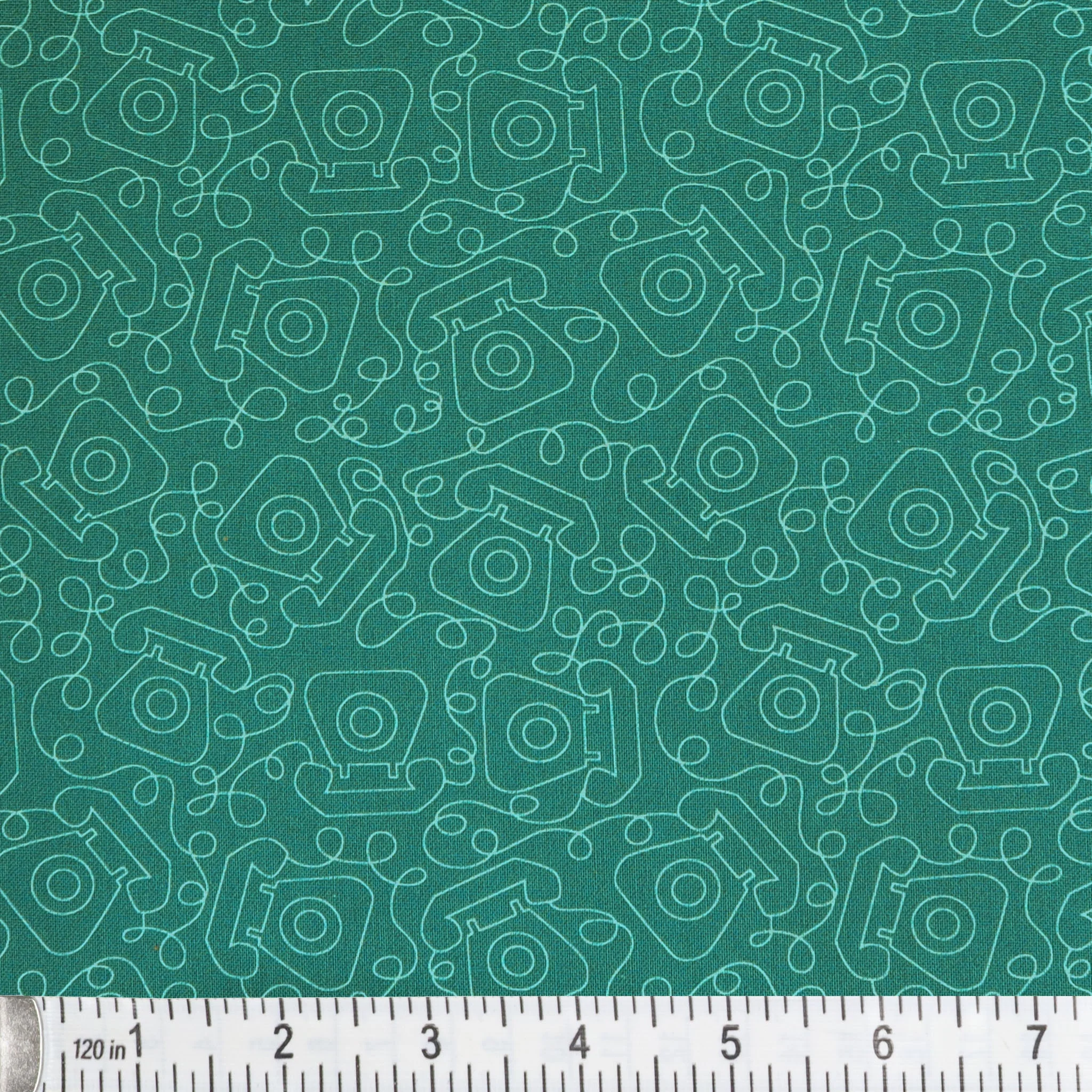 Happy Notes Fabric Collection - Tring A Ling Dark Teal - Image 2