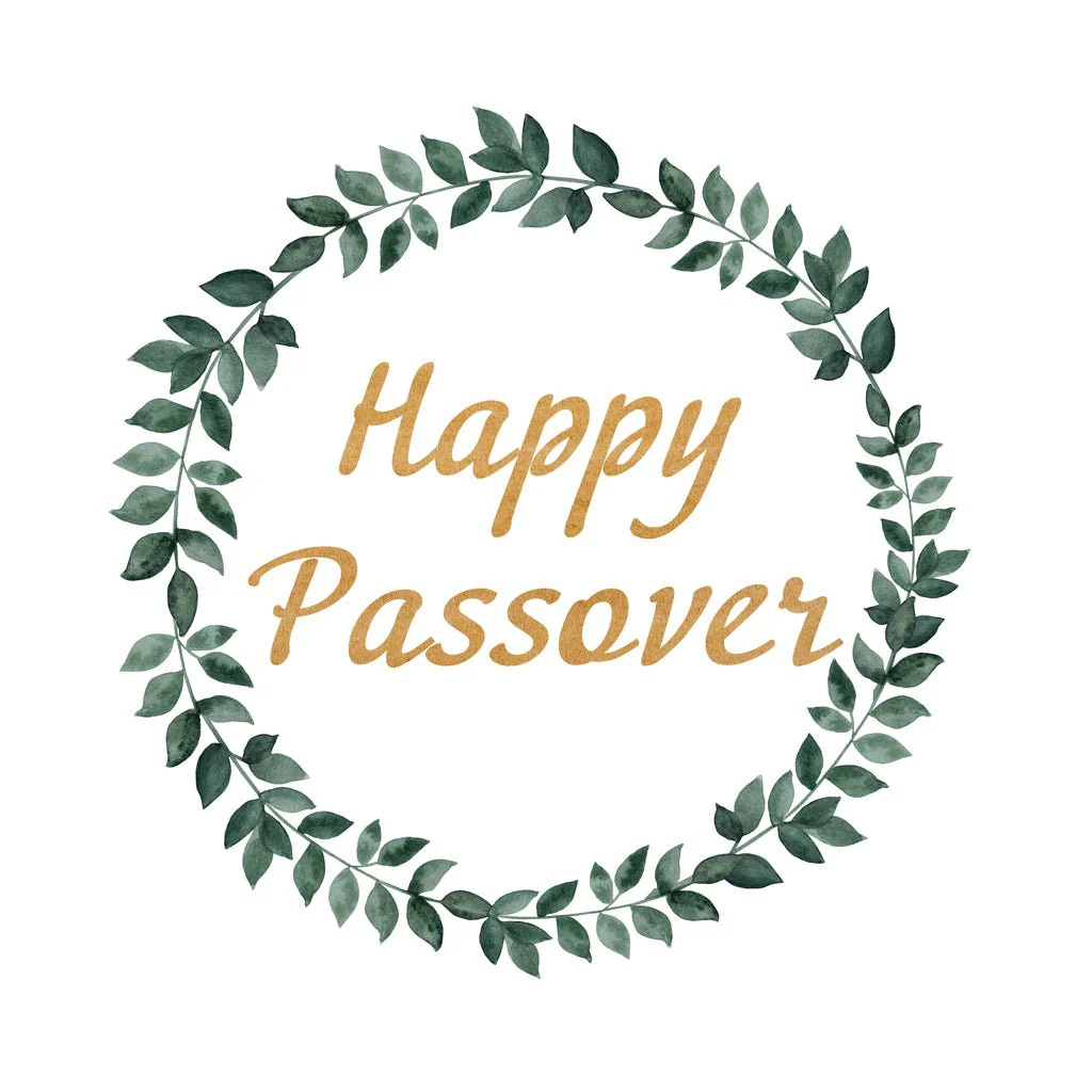 Happy Passover Leafy Wreath Fabric Panel