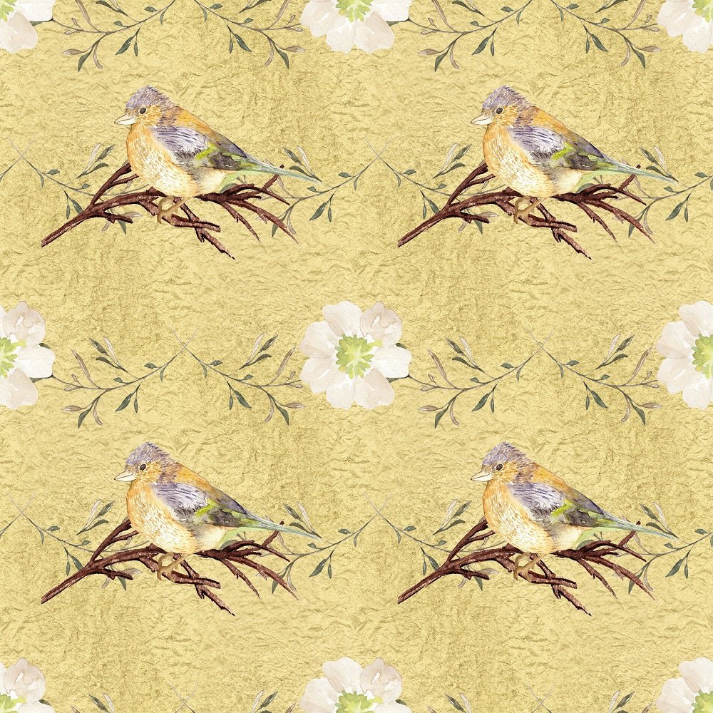Happy Thanksgiving Birds on Texture Fabric