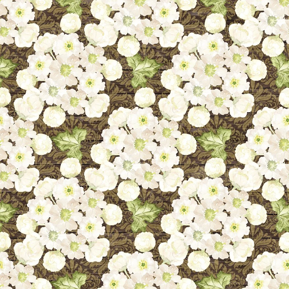 Happy Thanksgiving Flowers on Wood Fabric
