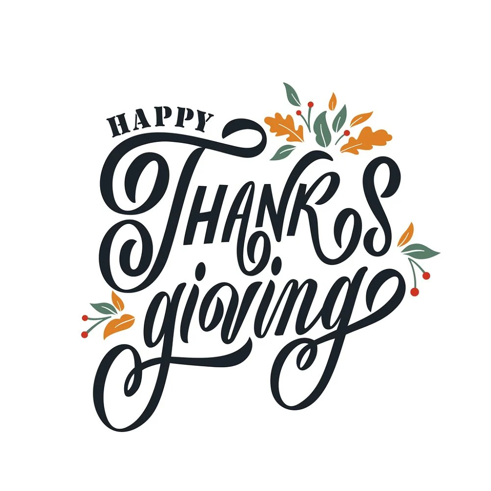 Happy Thanksgiving Font Fabric Panels - Black