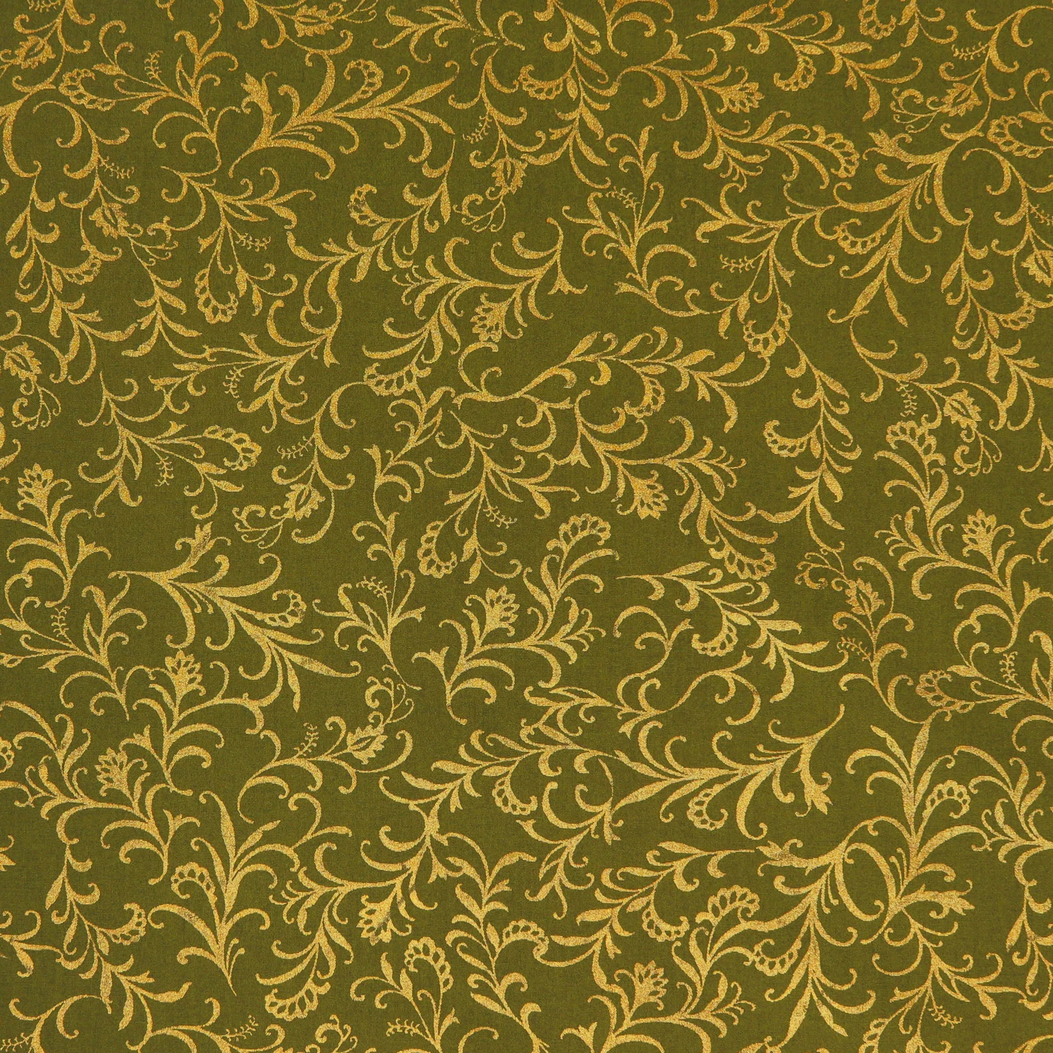 Harvest Keepsakes Fabric Collection - Elegant Scrolls Olive Green