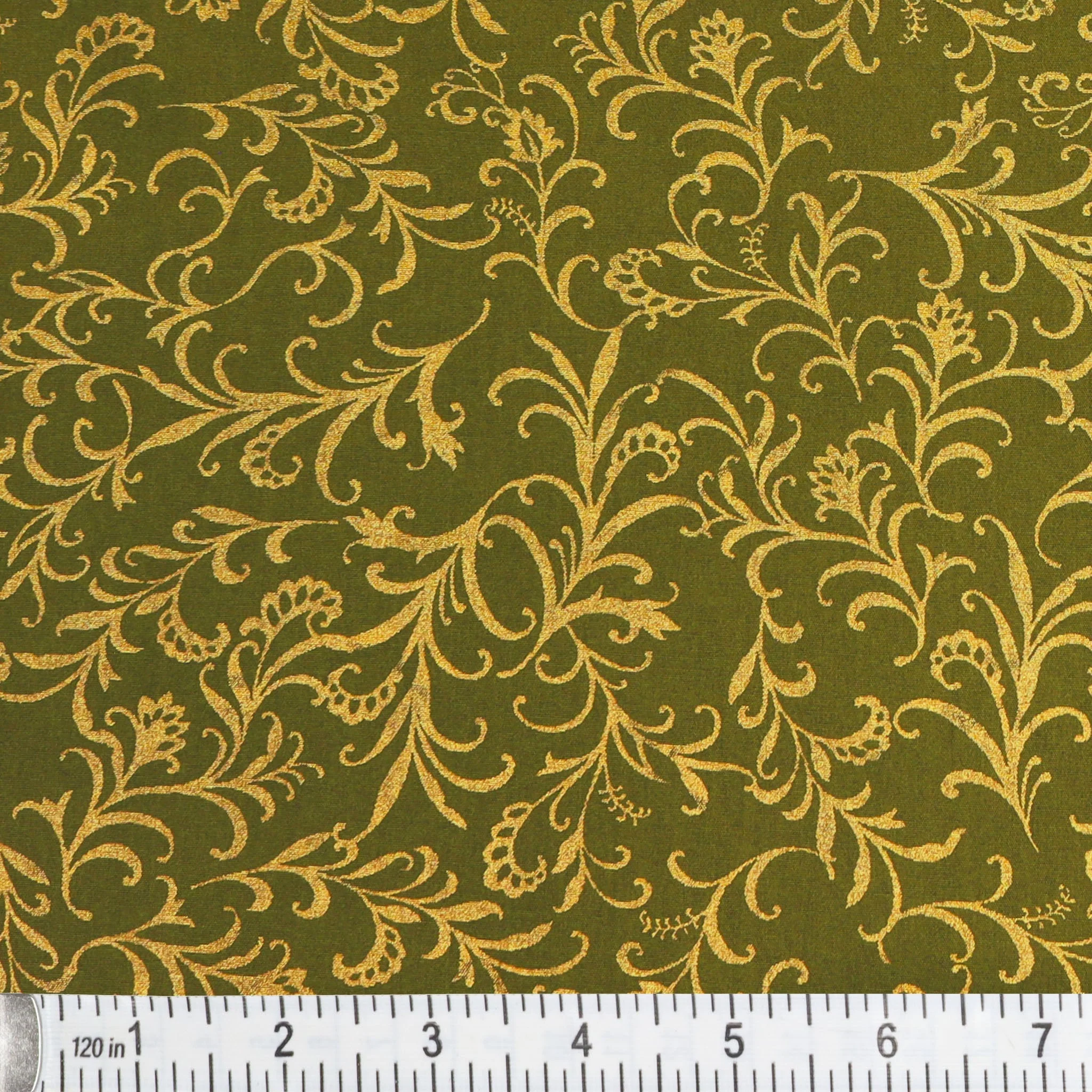 Harvest Keepsakes Fabric Collection - Elegant Scrolls Olive Green - Image 2