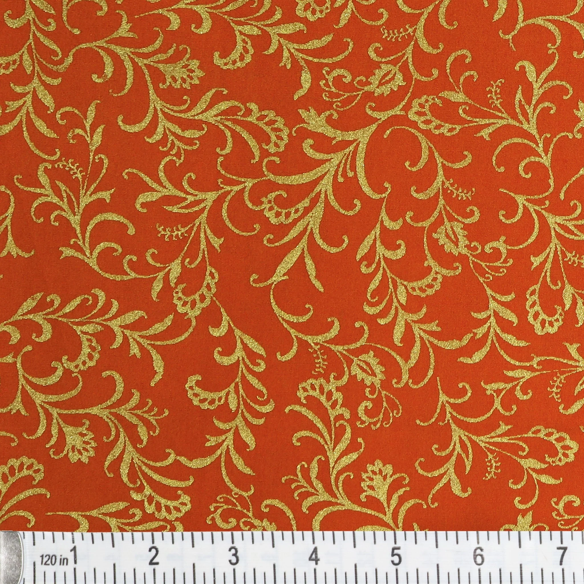 Harvest Keepsakes Fabric Collection - Elegant Scrolls Pumpkin - Image 2