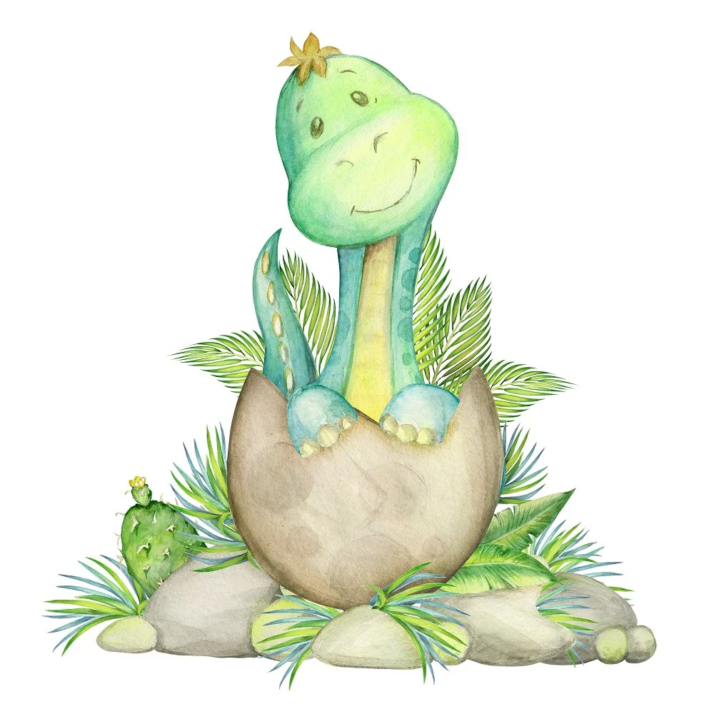 Hatching Brachiosaurus Fabric Panel