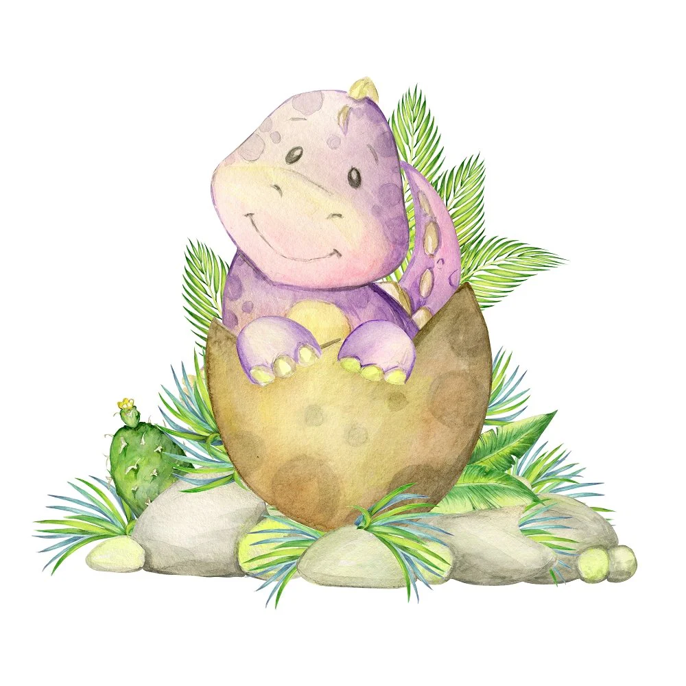 Hatching Purple Dinosaur Fabric Panel