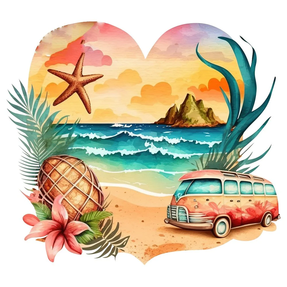 Hawaii Beach Heart #3 Fabric Panel