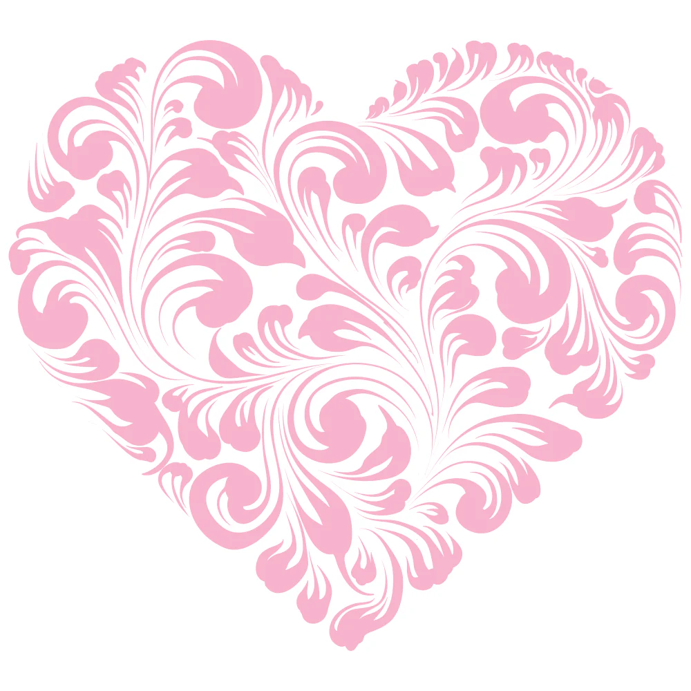 Heart Floral Fabric Panel - Cupid Pink