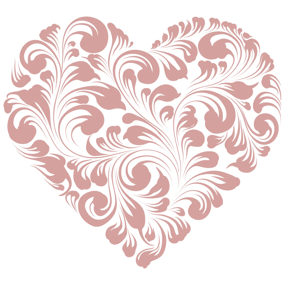 Heart Floral Fabric Panel - Rose Gold