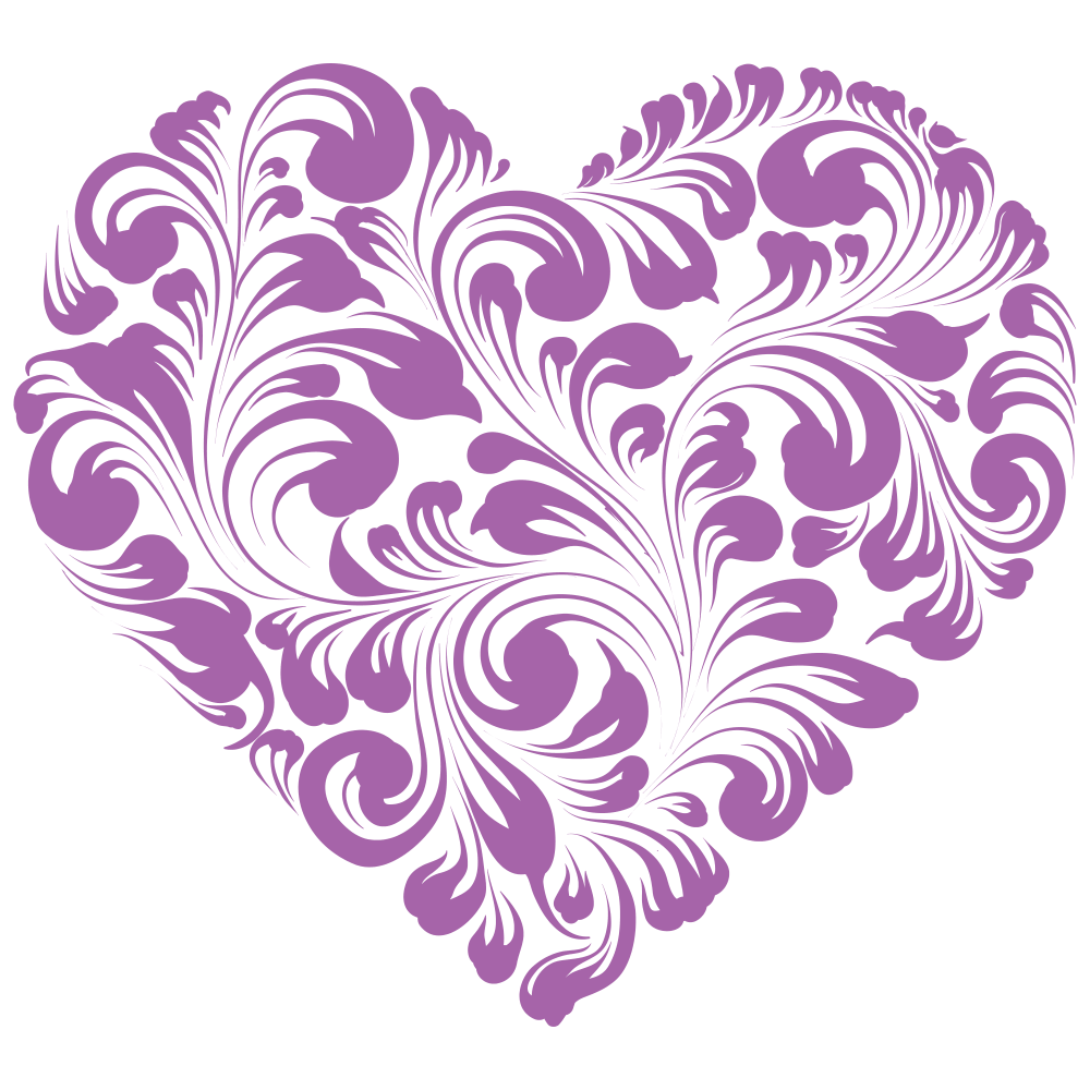 Heart Floral Fabric Panel - Soft Purple