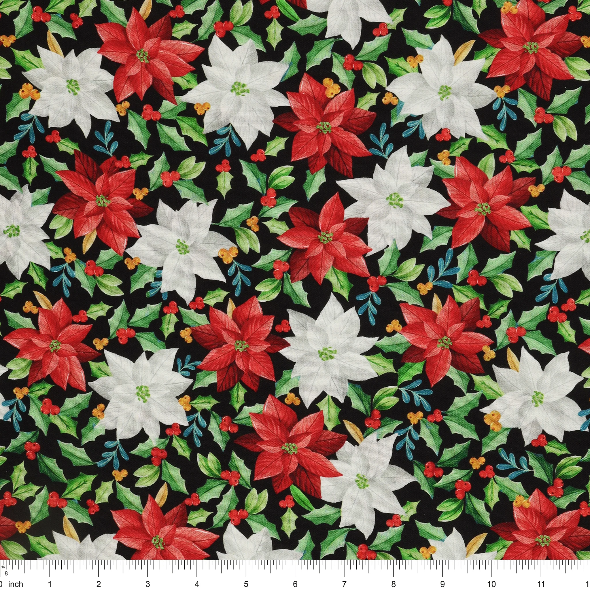 Heartland Holiday Fabric Collection - Holiday Poinsettia Black - Image 3