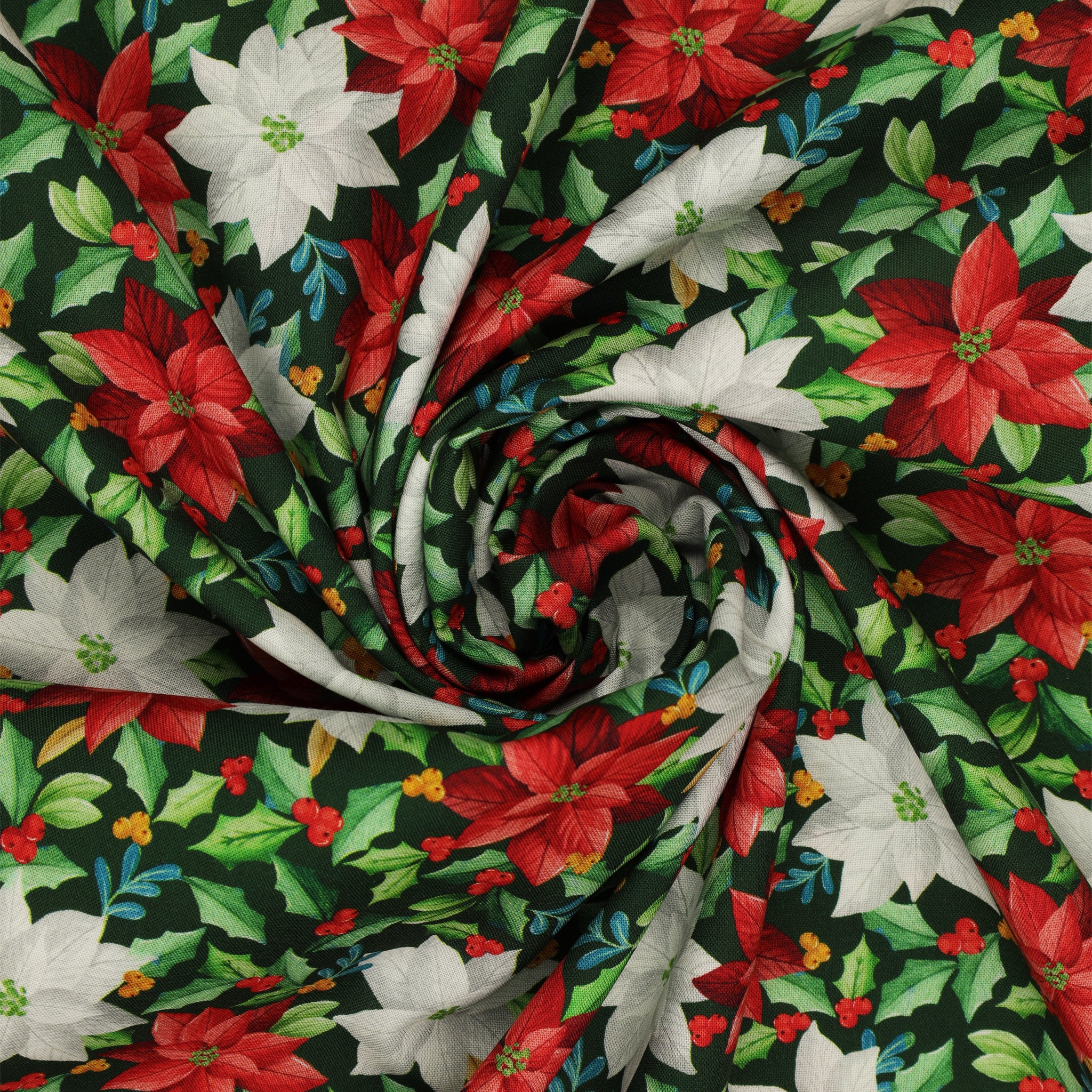 Heartland Holiday Fabric Collection - Holiday Poinsettia Green - Image 2