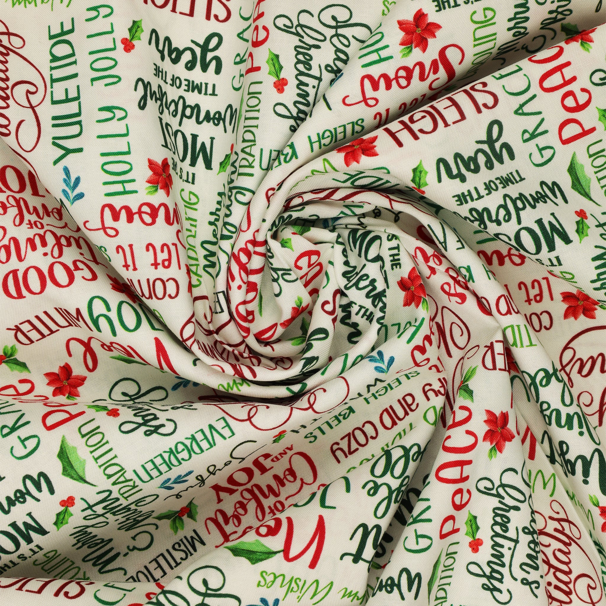 Heartland Holiday Fabric Collection - Holly & Jolly Words Cream - Image 2