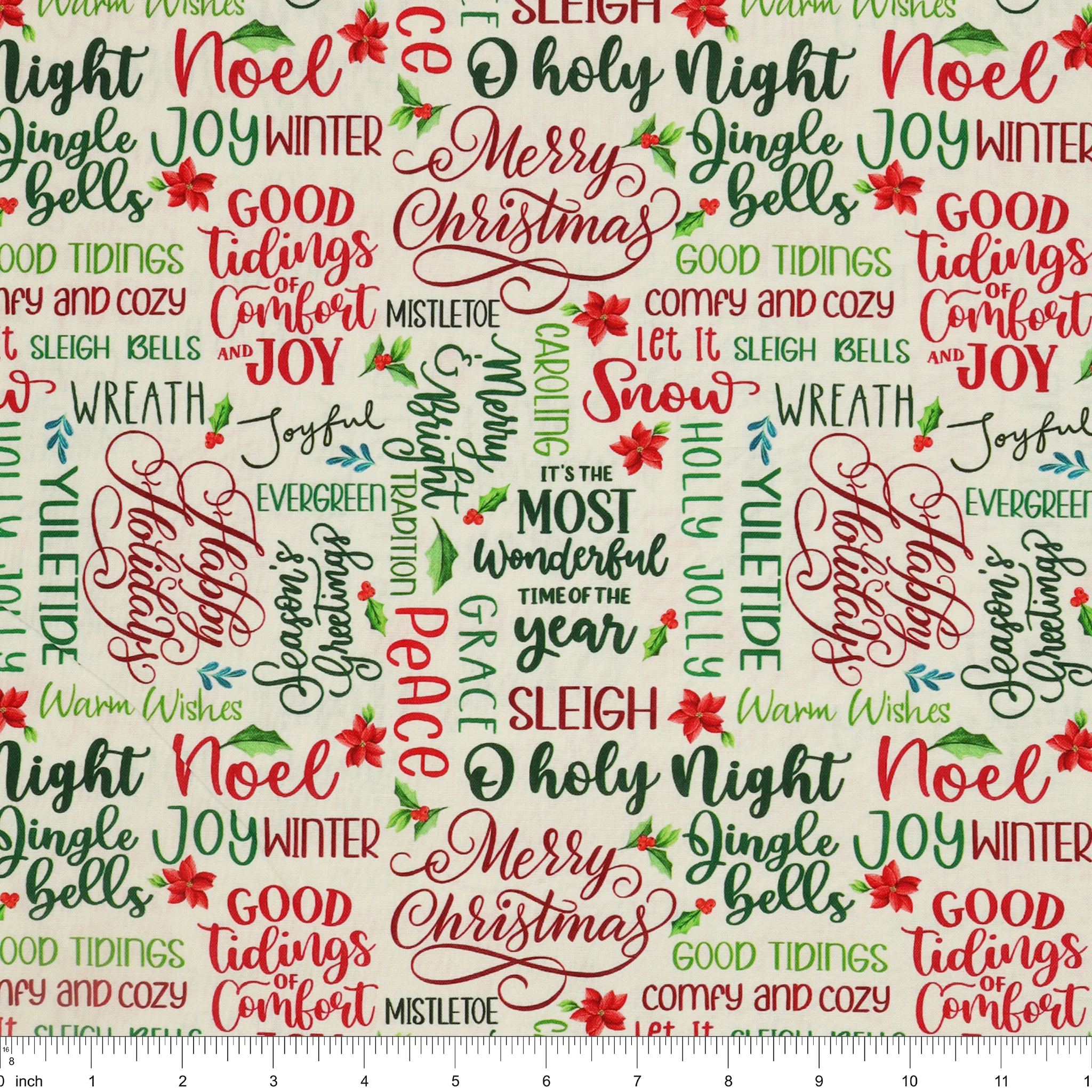 Heartland Holiday Fabric Collection - Holly & Jolly Words Cream - Image 3