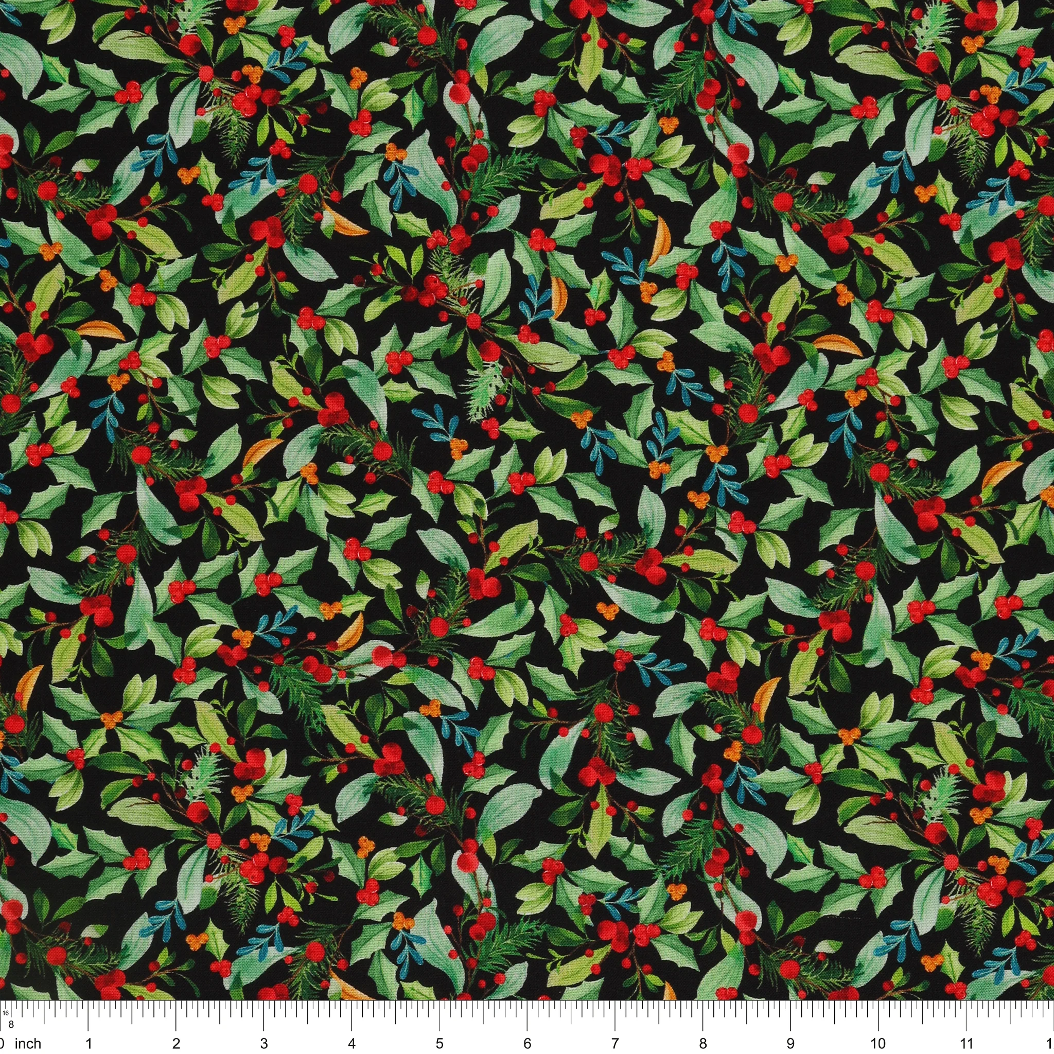 Heartland Holiday Fabric Collection - Leaves & Berries Black - Image 3