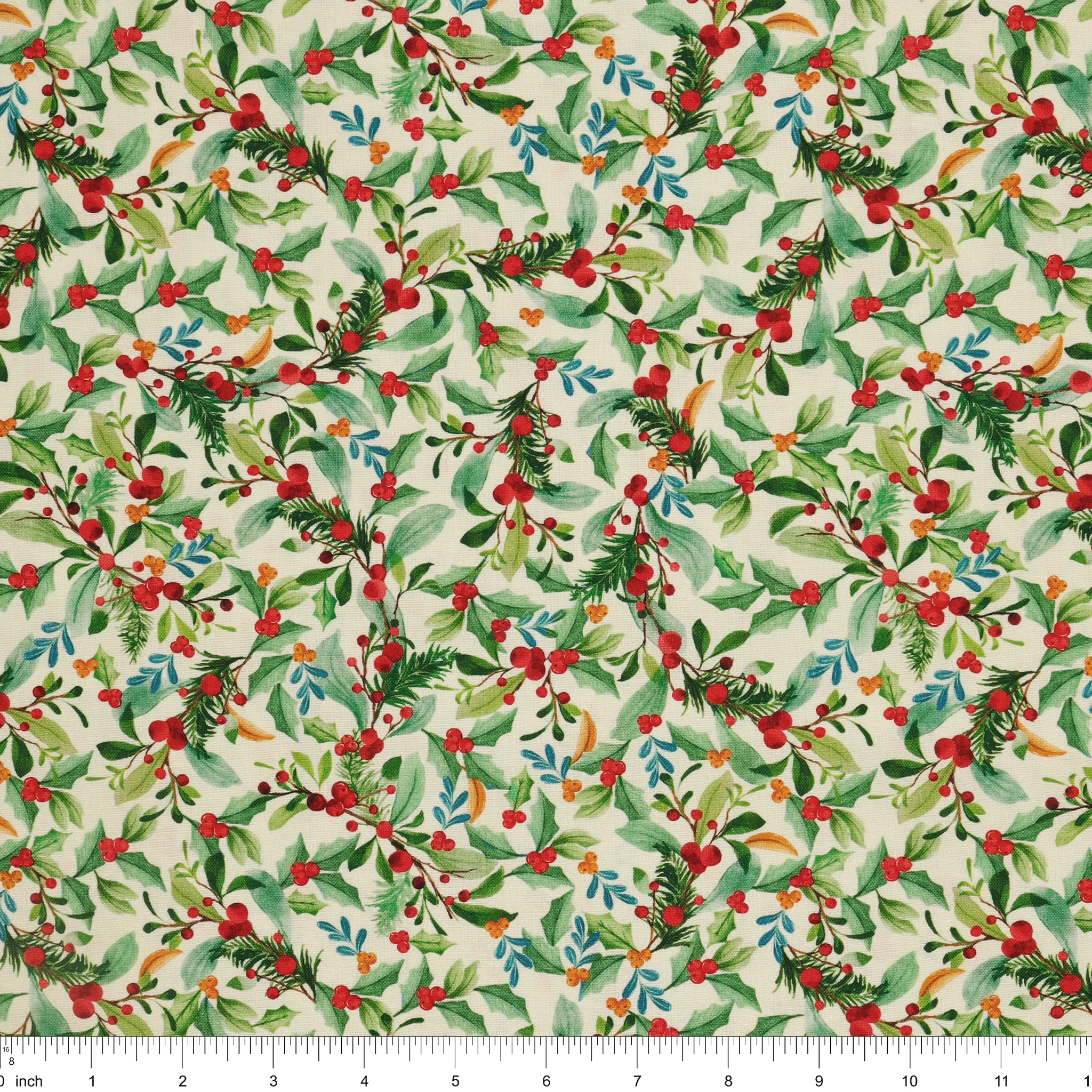 Heartland Holiday Fabric Collection - Leaves & Berries Cream - Image 3