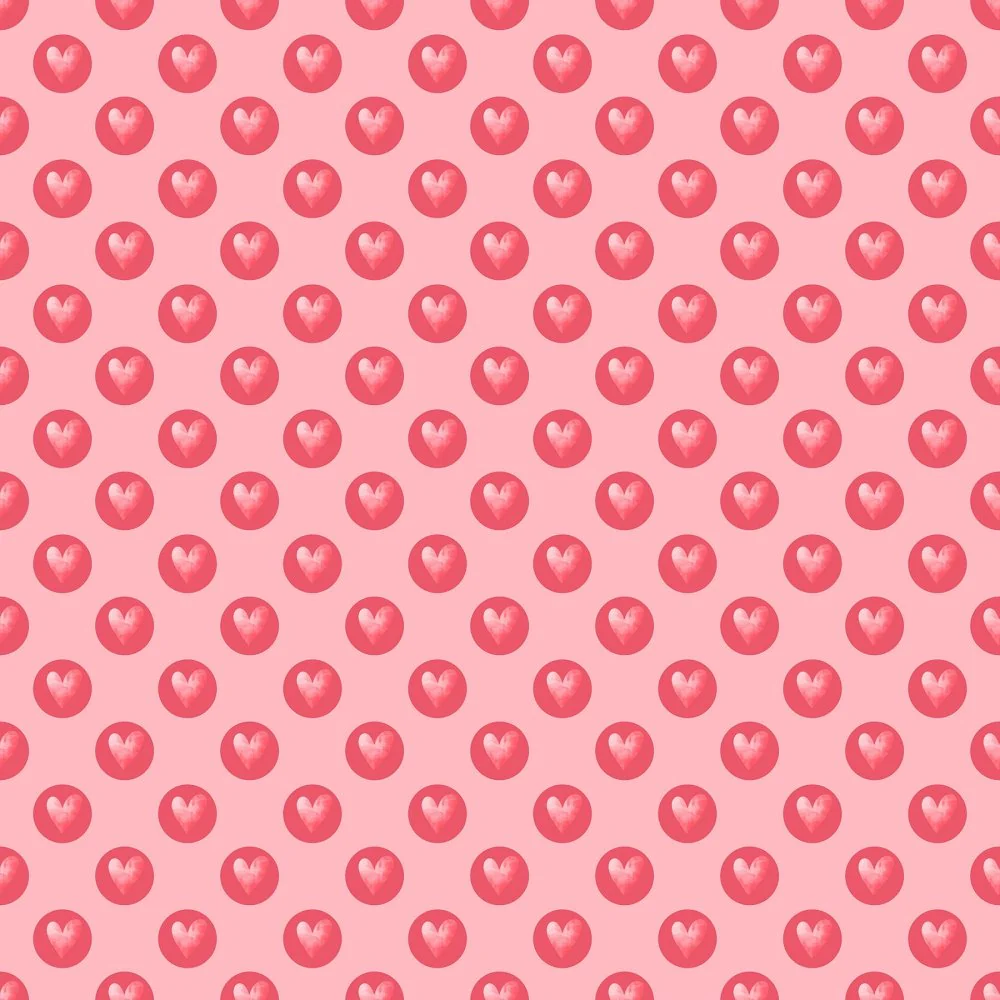 Hearts and Circles Fabric - Pink