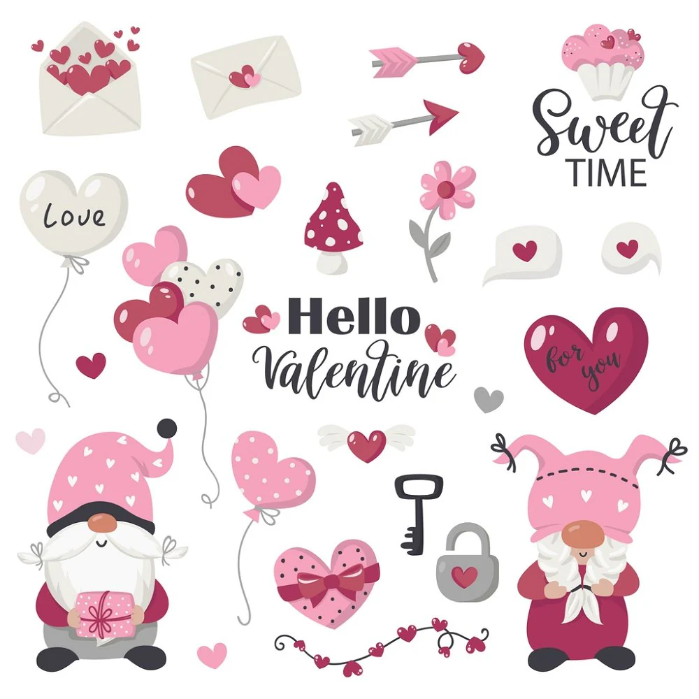 Hello Valentine Gnome Fabric Panel