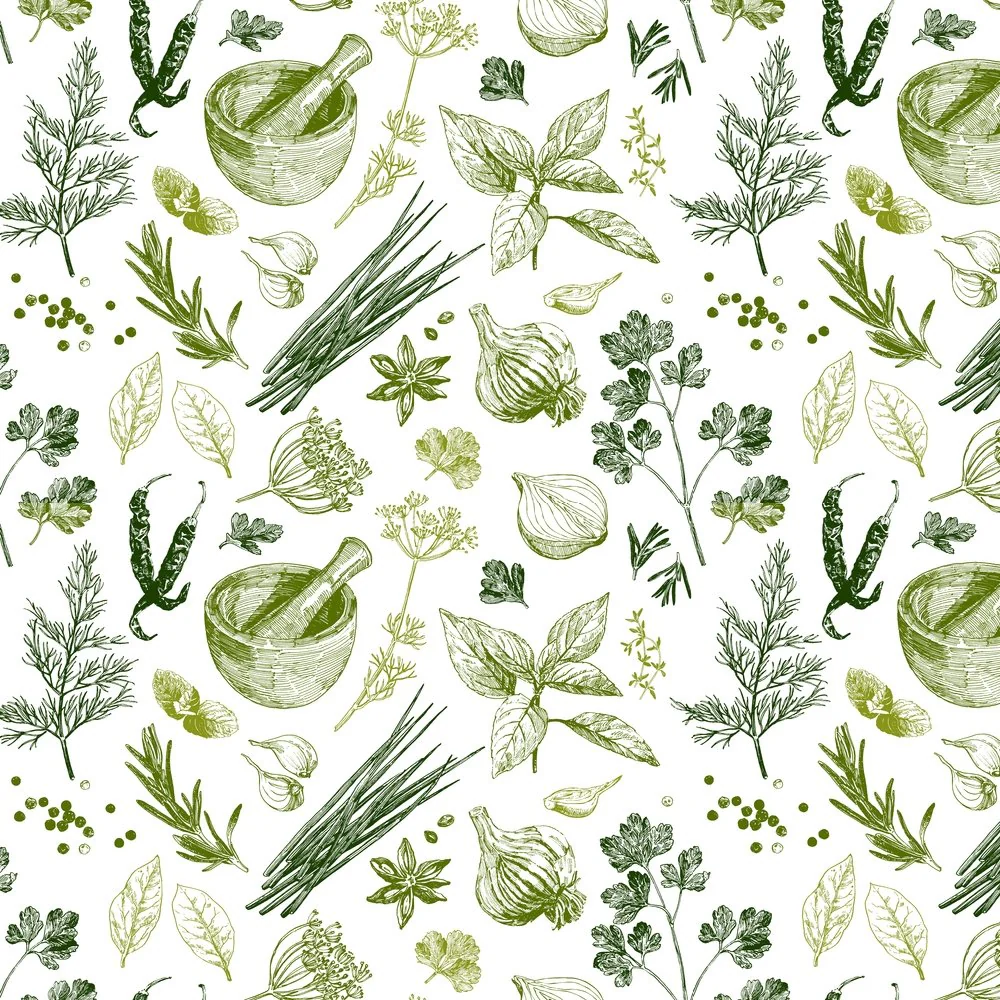 Herbs & Spices Fabric - Green