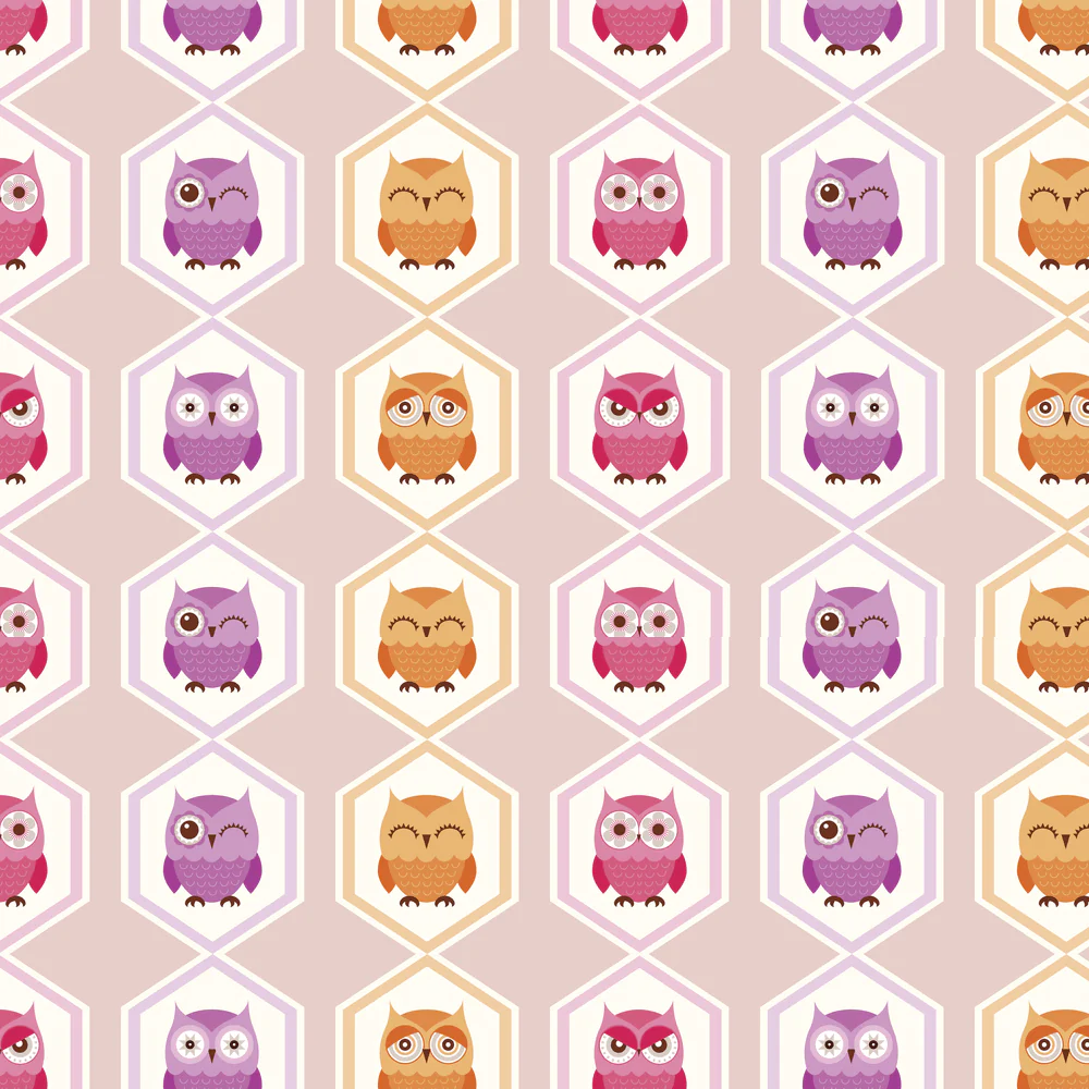 Hexagonal Owl Fabric - Multi
