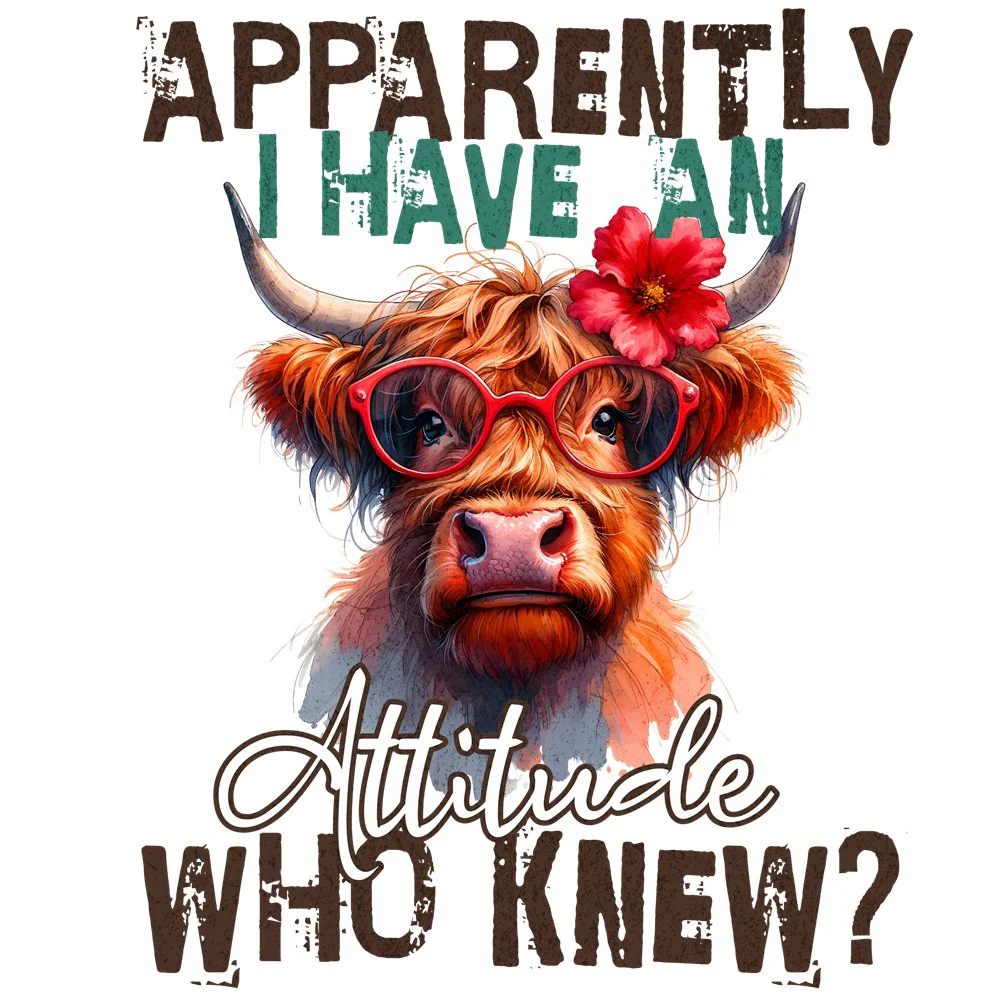 Highland Cow Attitude Fabric Panel