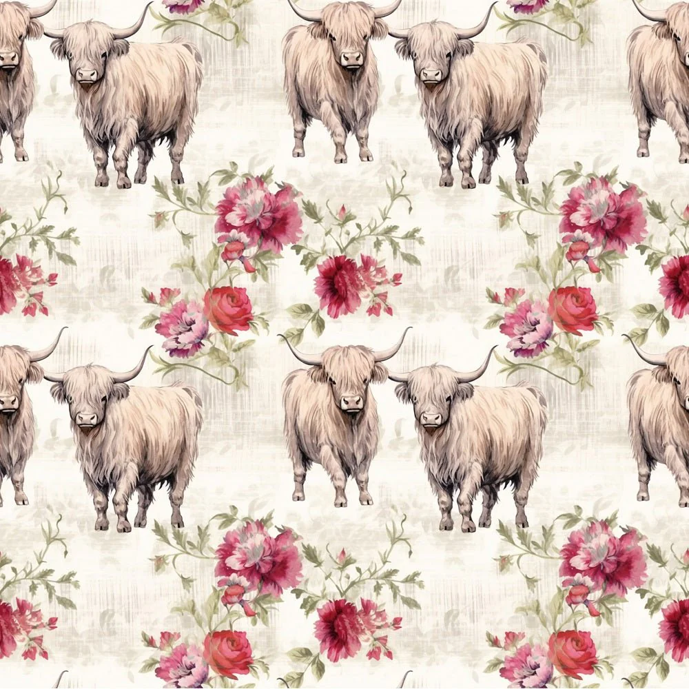Highland Cows Pattern #4 Fabric