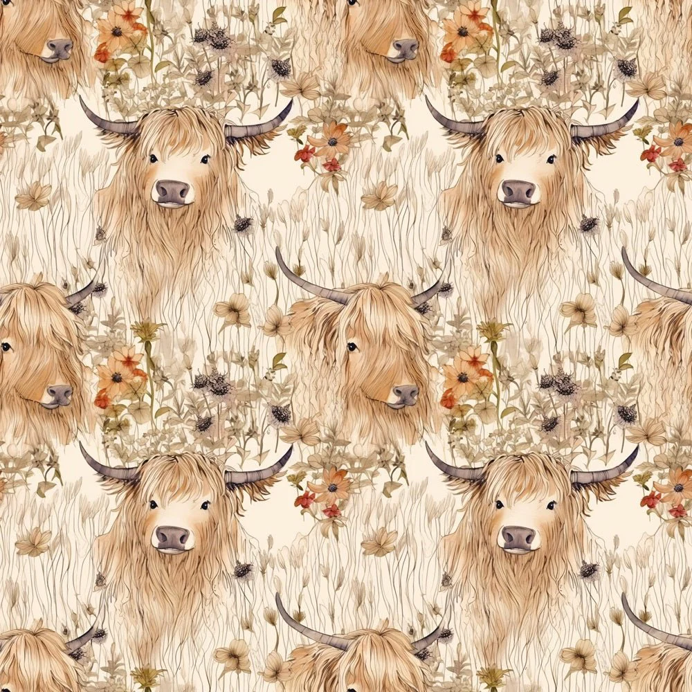 Highland Cows Pattern #5 Fabric