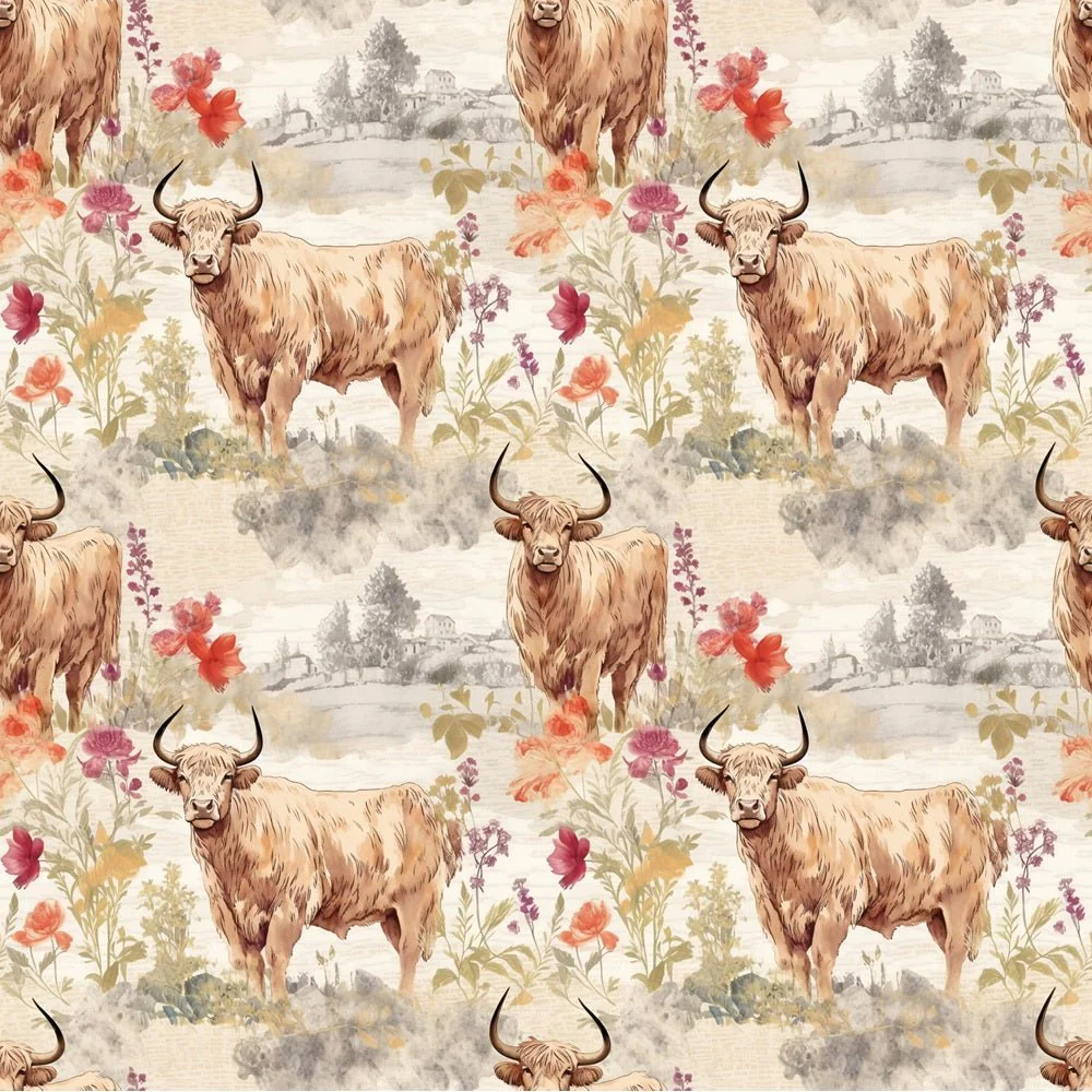 Highland Cows Pattern #7 Fabric