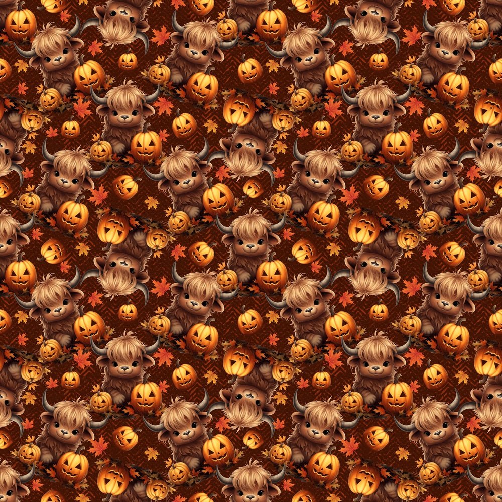 Highland Halloween Cows Fabric