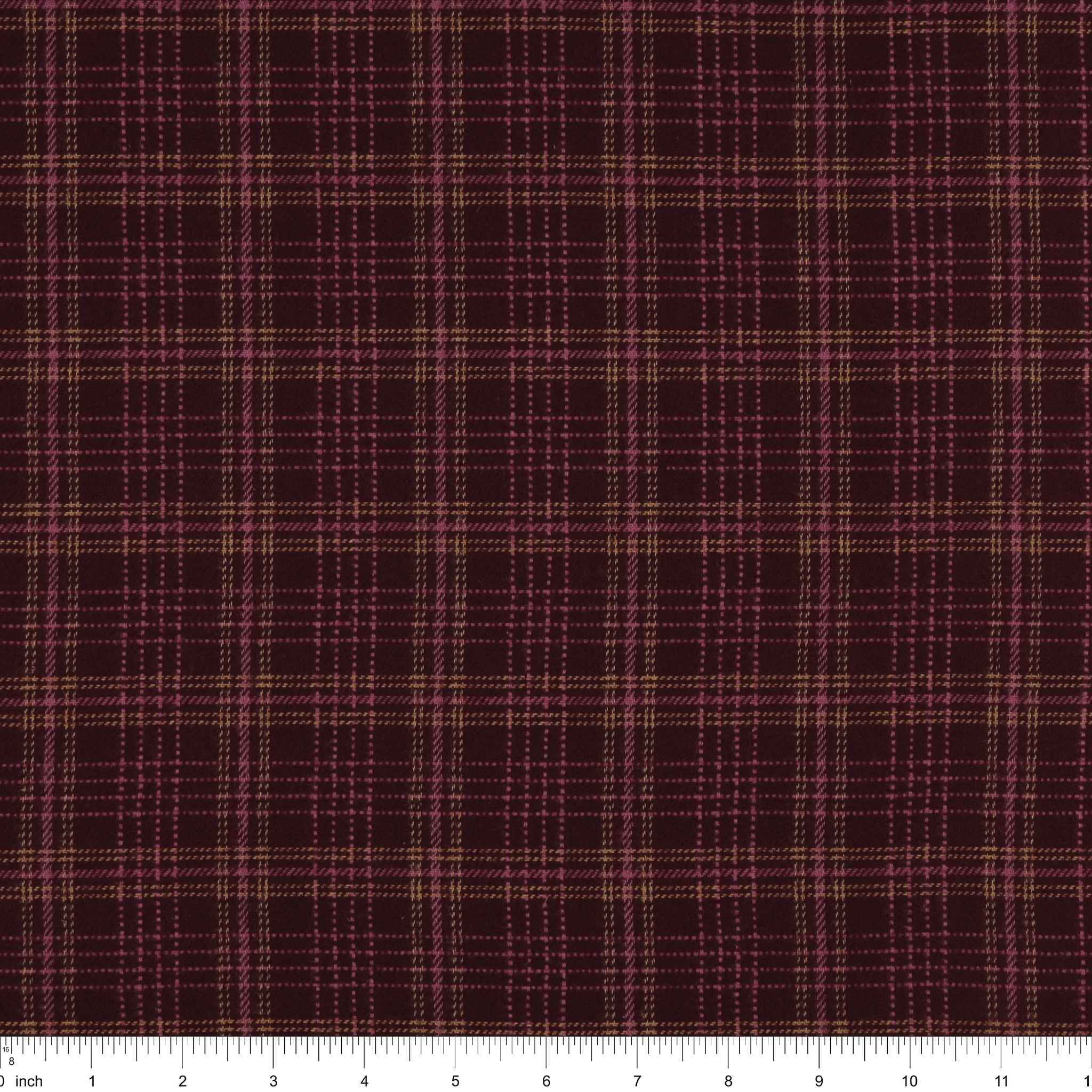 Highlands Flannel Fabric Collection - Dobby Crosshatch Plaid Merlot - Image 3