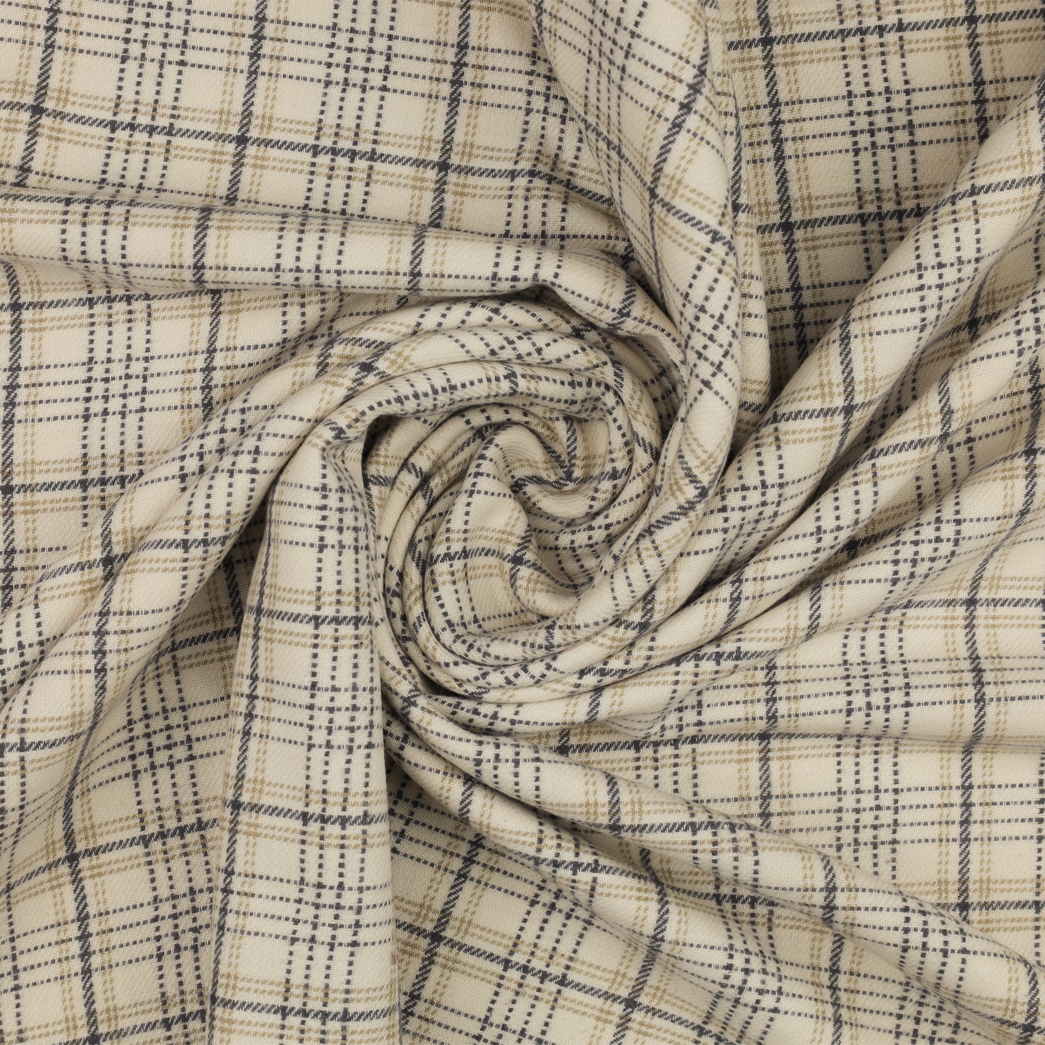 Highlands Flannel Fabric Collection - Dobby Crosshatch Plaid Oatmilk - Image 2