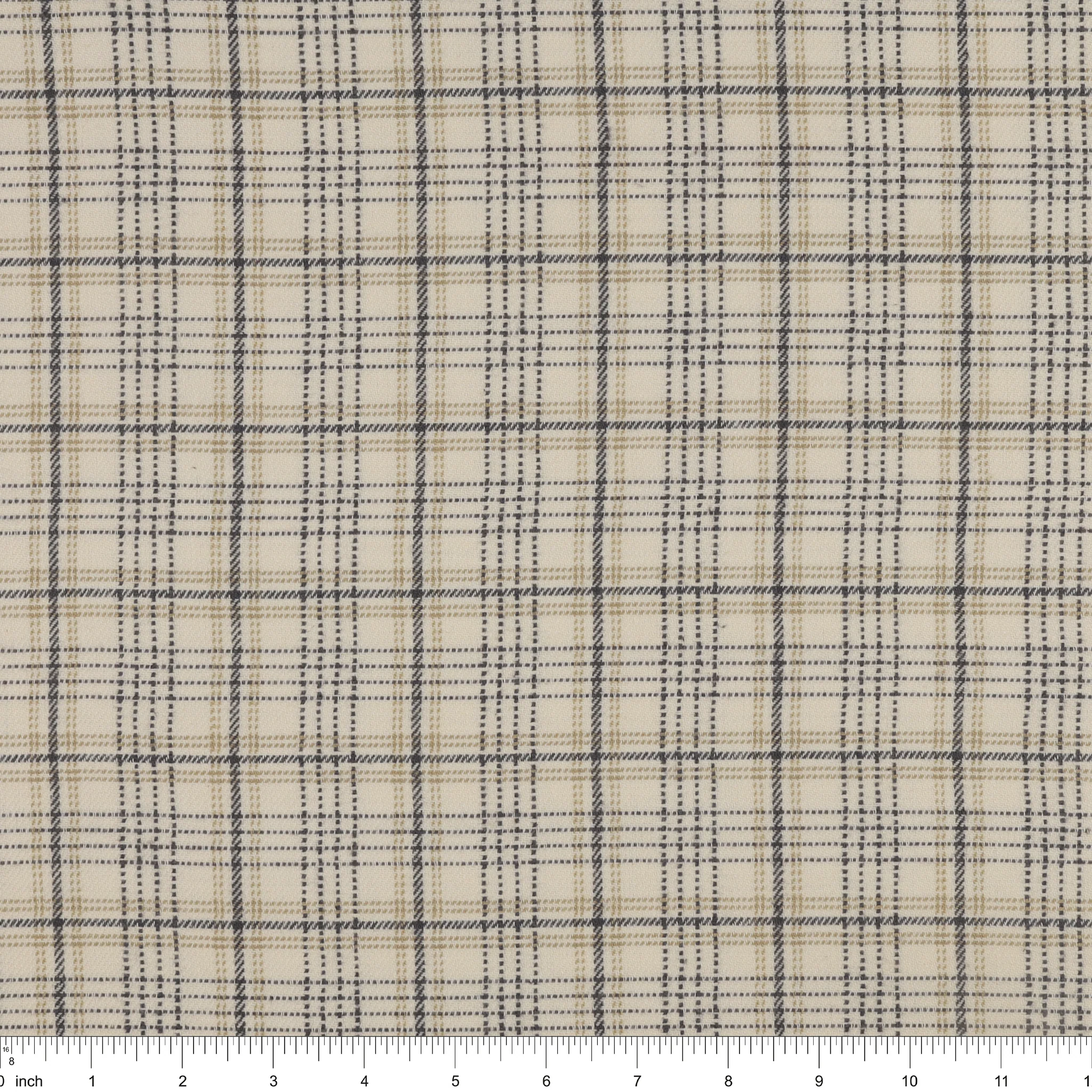 Highlands Flannel Fabric Collection - Dobby Crosshatch Plaid Oatmilk - Image 3
