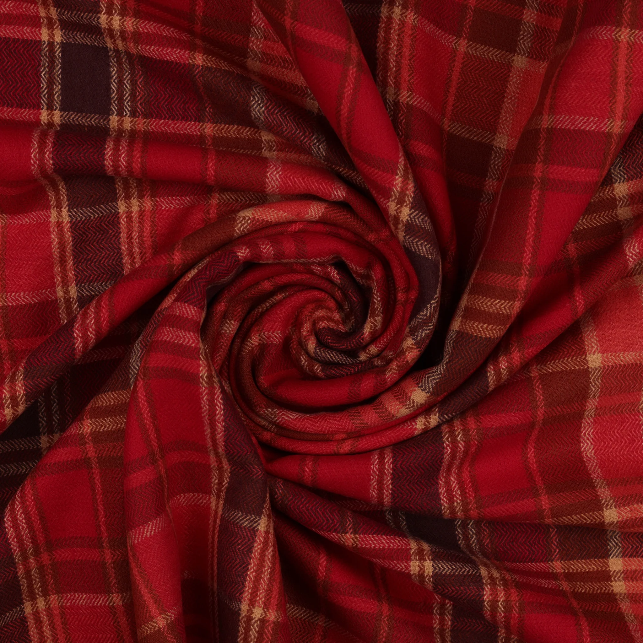 Highlands Flannel Fabric Collection - Herringbone Chevron Plaid Cranberry - Image 2
