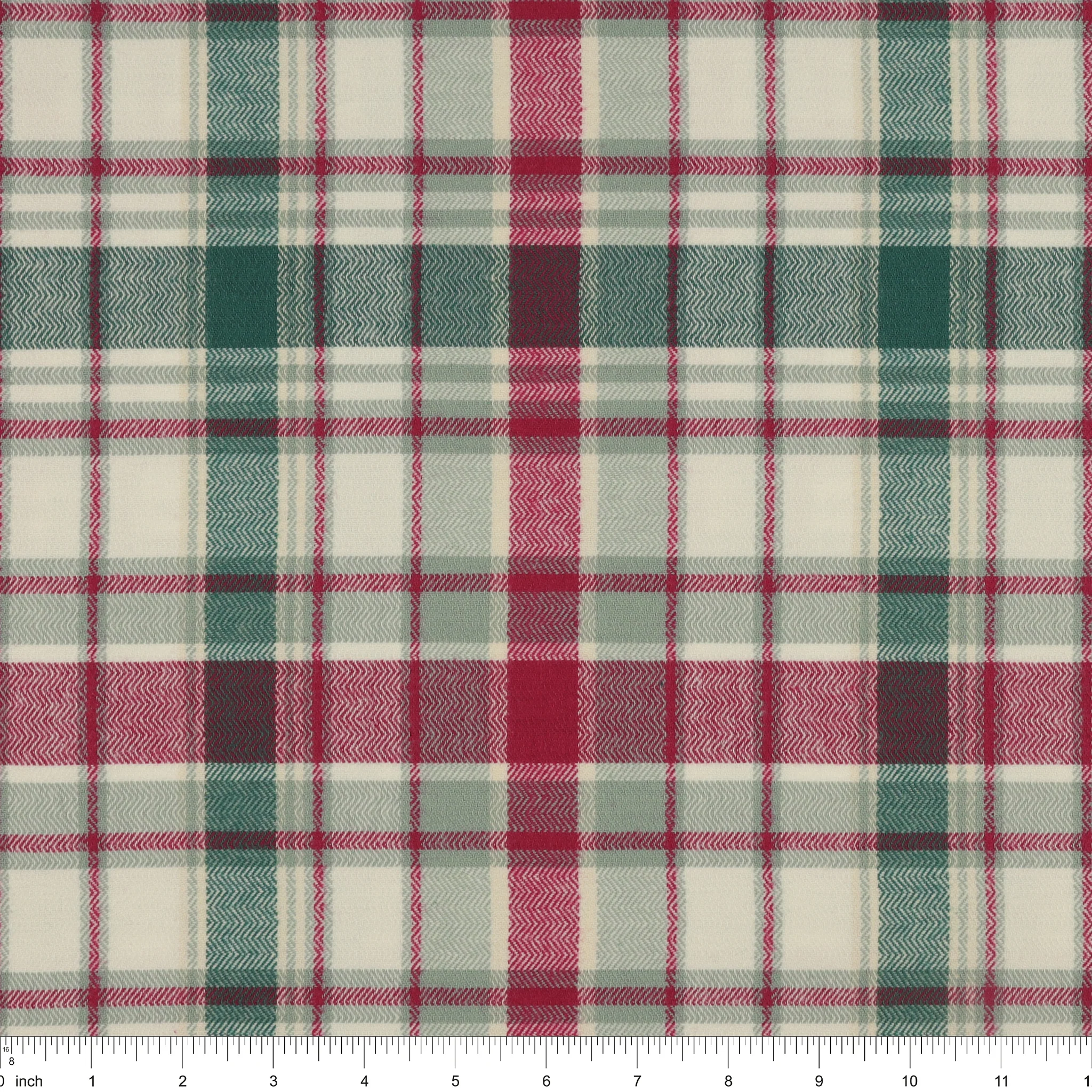 Highlands Flannel Fabric Collection - Herringbone Chevron Plaid Eucalyptus - Image 3