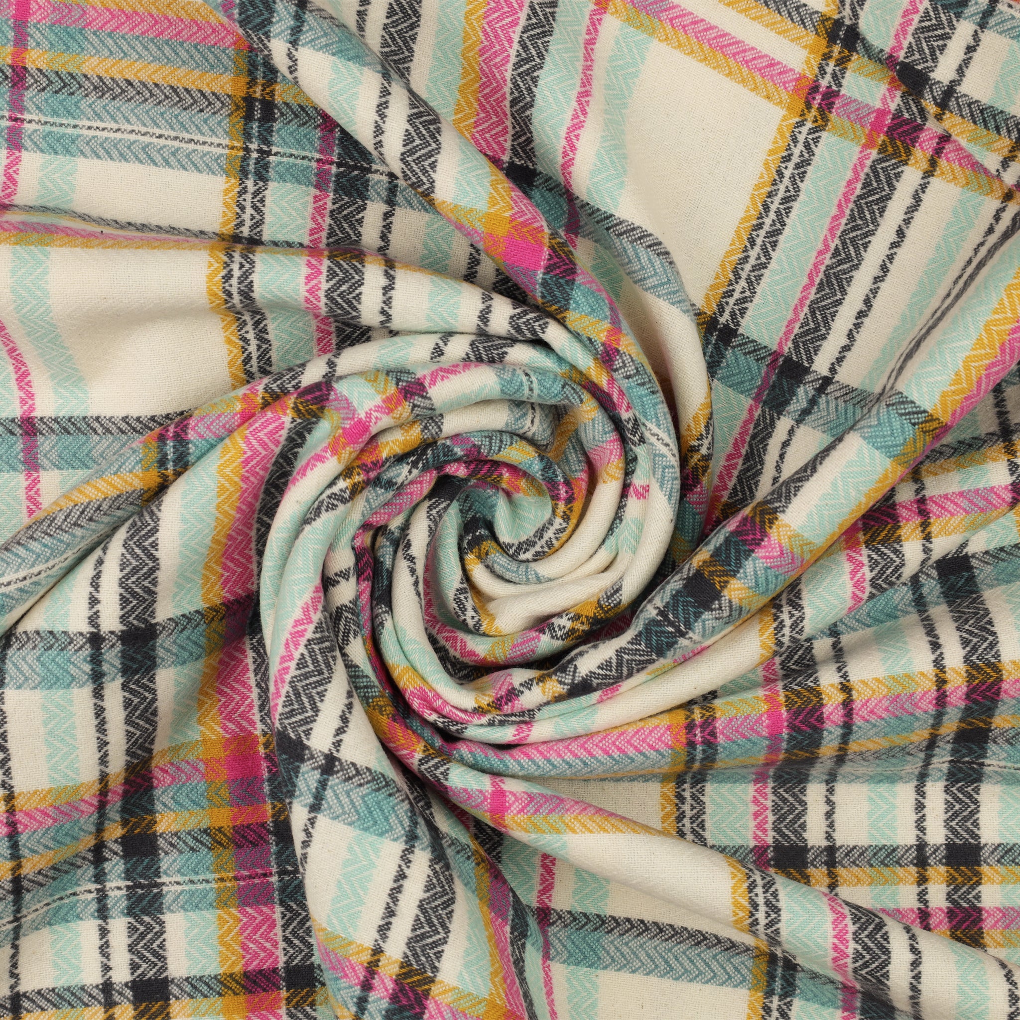 Highlands Flannel Fabric Collection - Herringbone Sketch Plaid Tealberry - Image 2