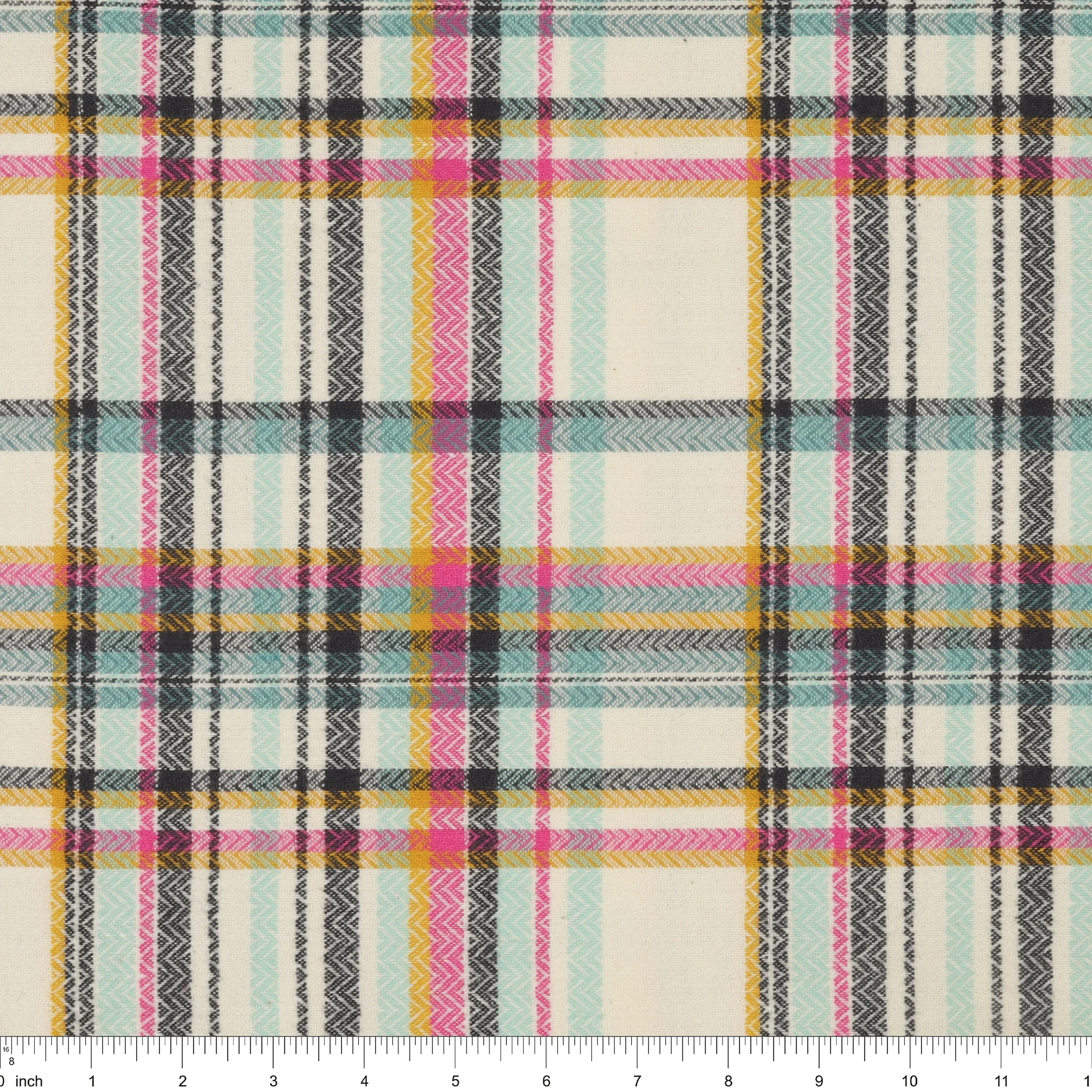 Highlands Flannel Fabric Collection - Herringbone Sketch Plaid Tealberry - Image 3