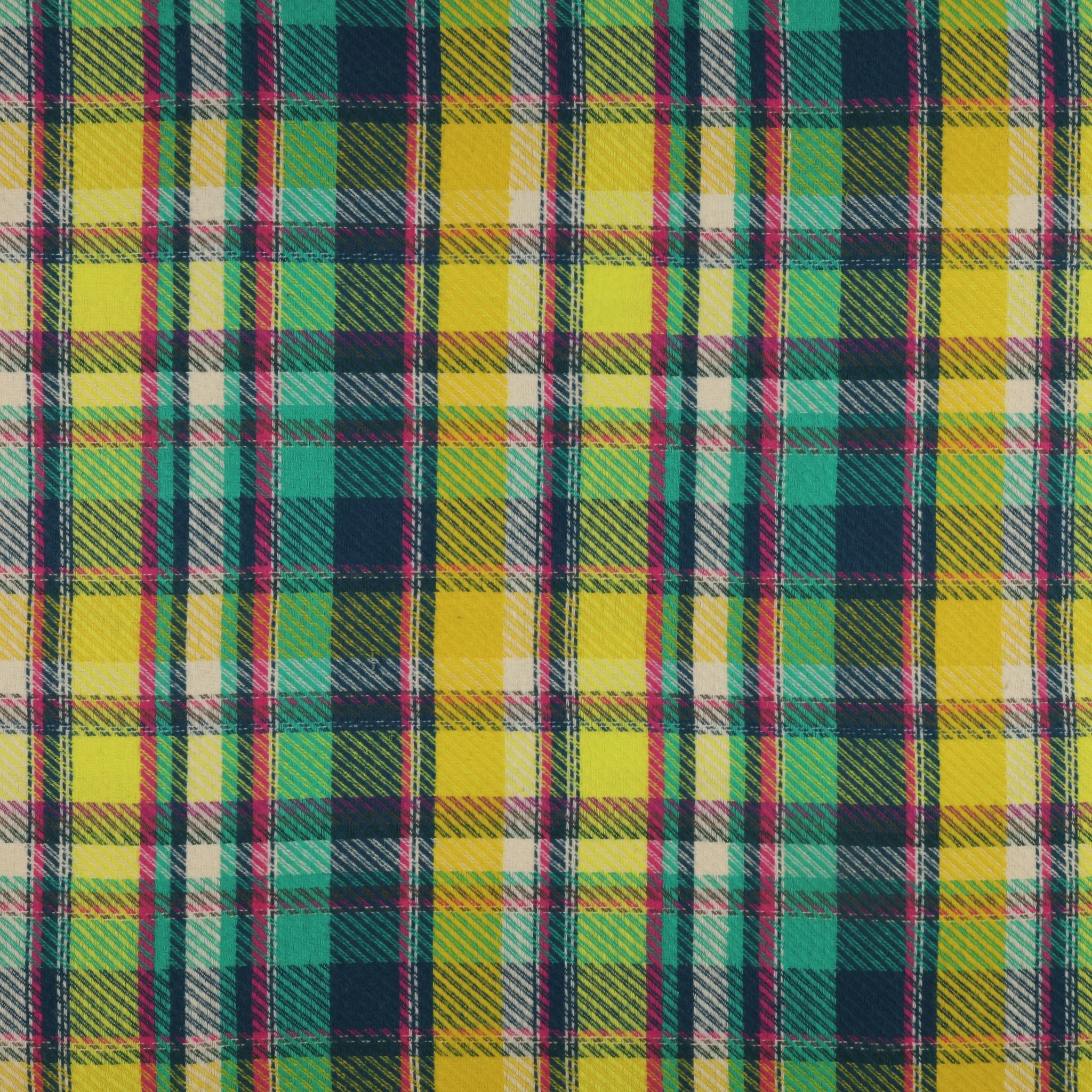 Highlands Flannel Fabric Collection - Twill Royal Plaid Sunrise