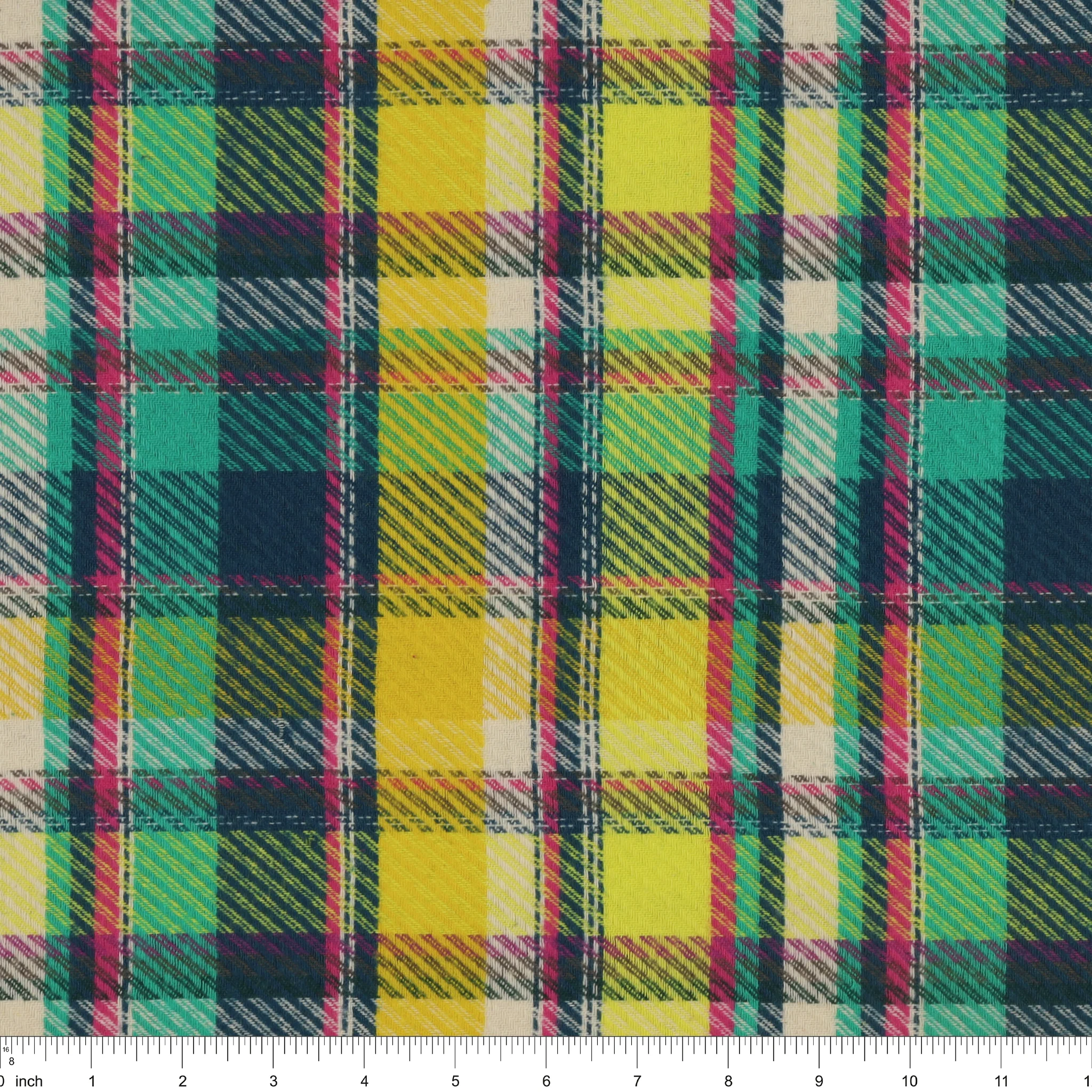 Highlands Flannel Fabric Collection - Twill Royal Plaid Sunrise - Image 3