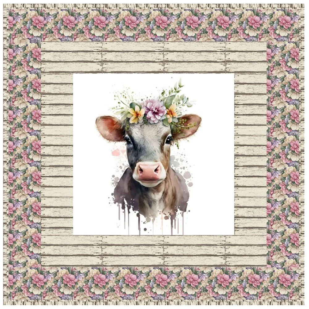 Hippie Cow Wall Hanging 42" x 42"