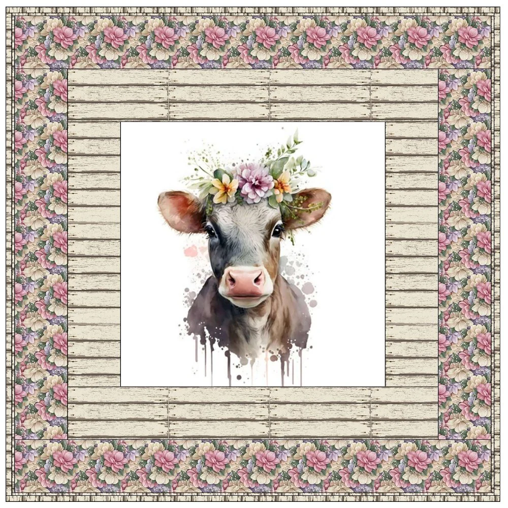 Hippie Cow Wall Hanging 42" x 42" - Image 3