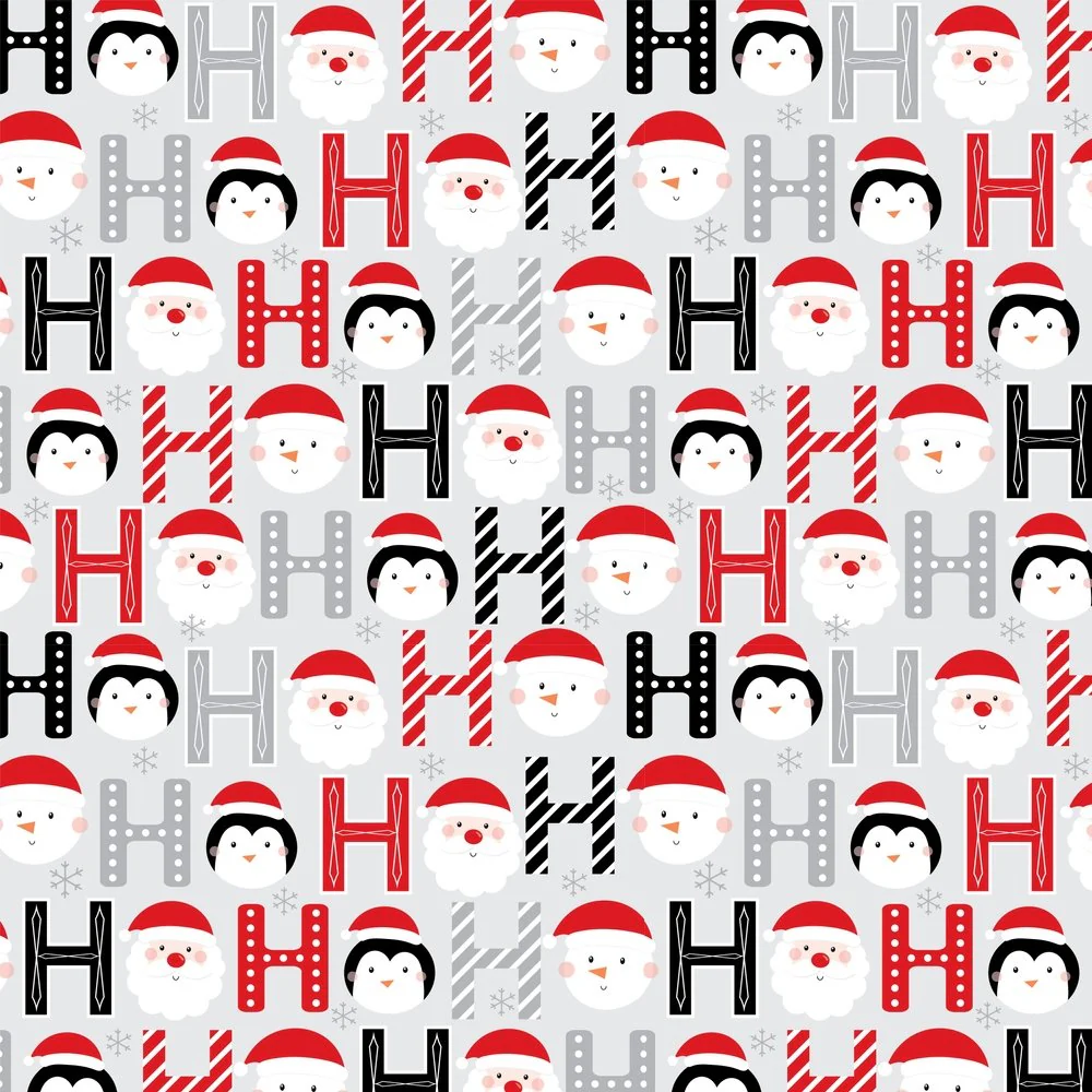 Ho Ho Ho Christmas Fabric - Gray