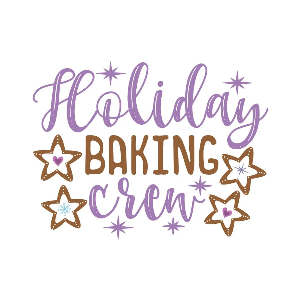 Holiday Baking Crew Fabric Panel - White
