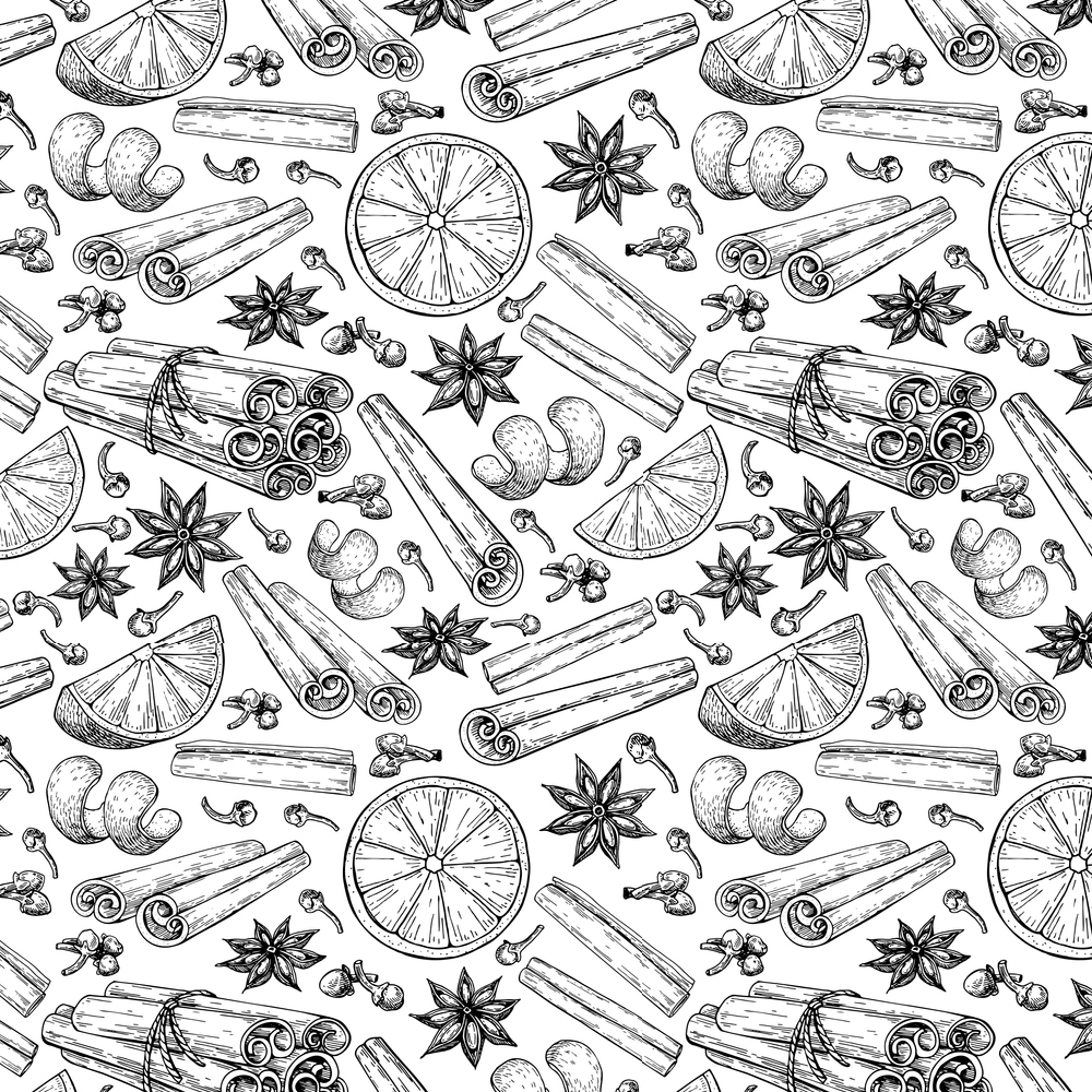Holiday Cider Ingredients Fabric - Black