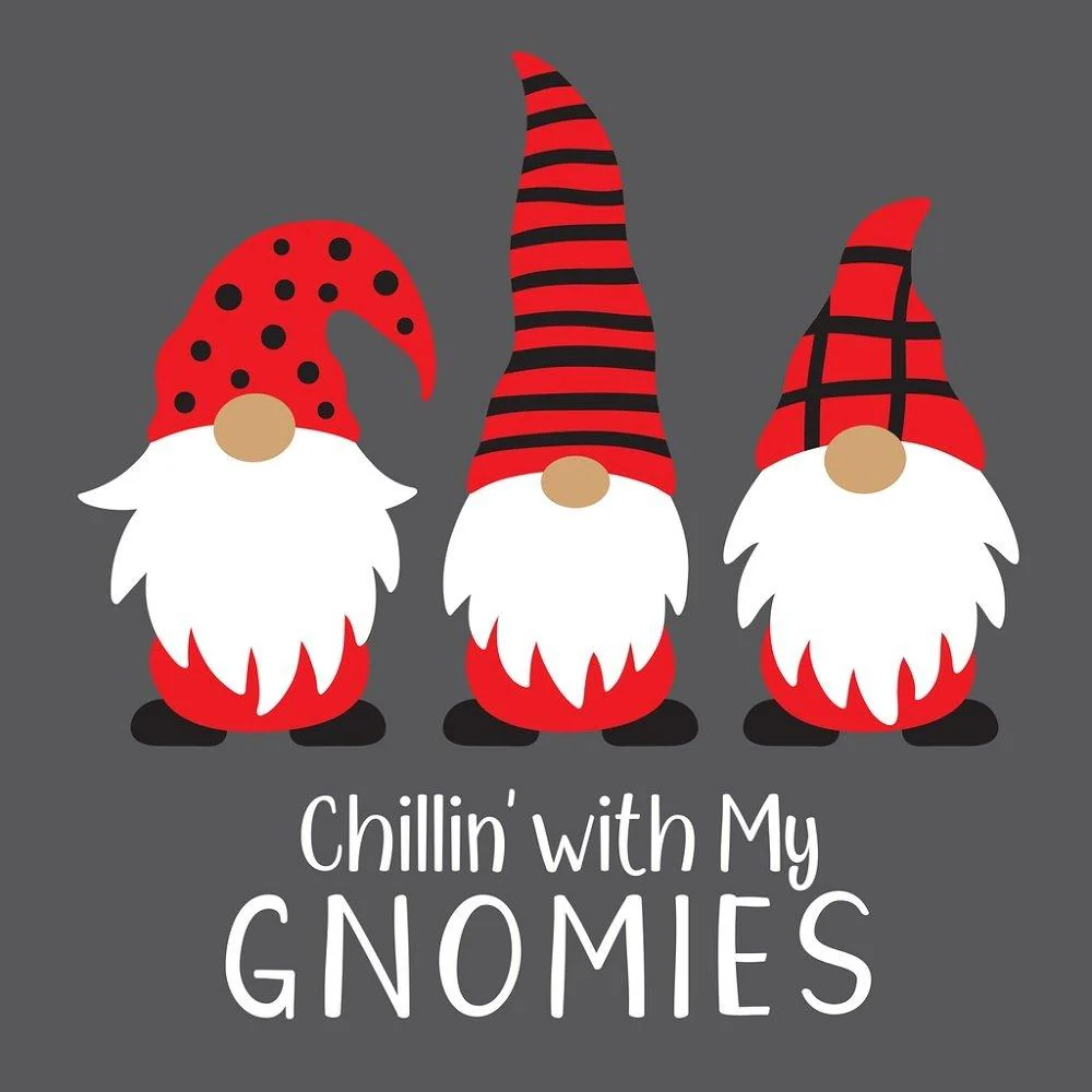 Holiday Gnomes, Gnomies Fabric Panel - Grey