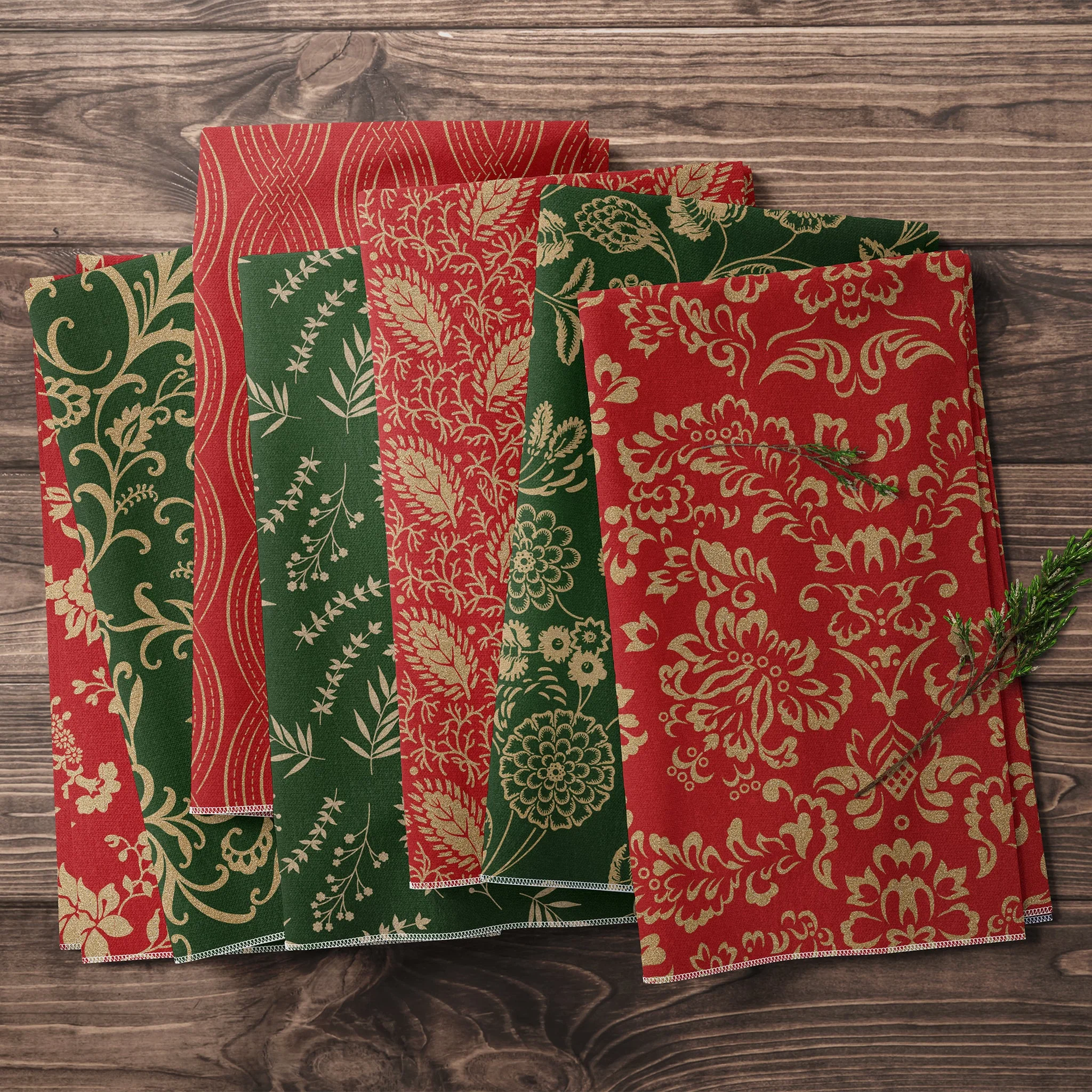 Holiday Keepsakes Fabric Collection - Elegant Scrolls Red - Image 3