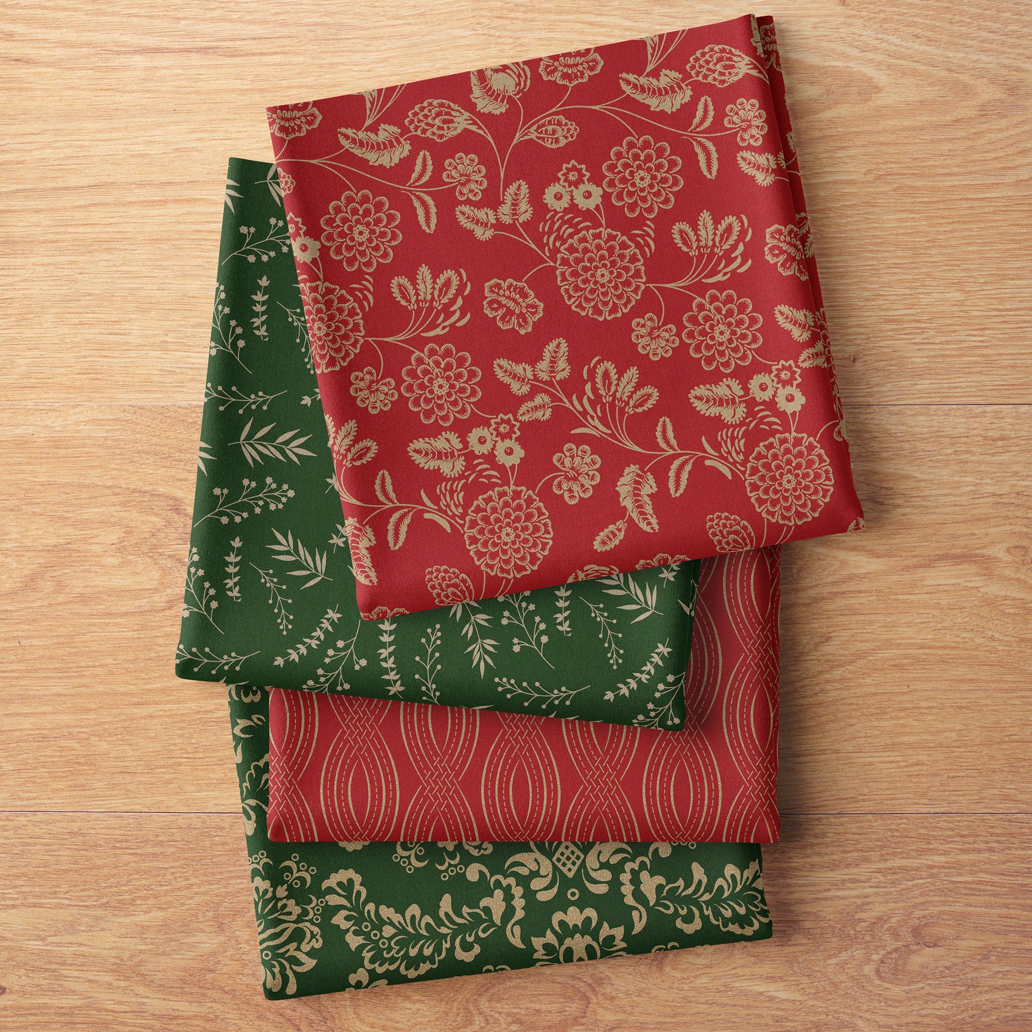 Holiday Keepsakes Fabric Collection - Elegant Scrolls Red - Image 5