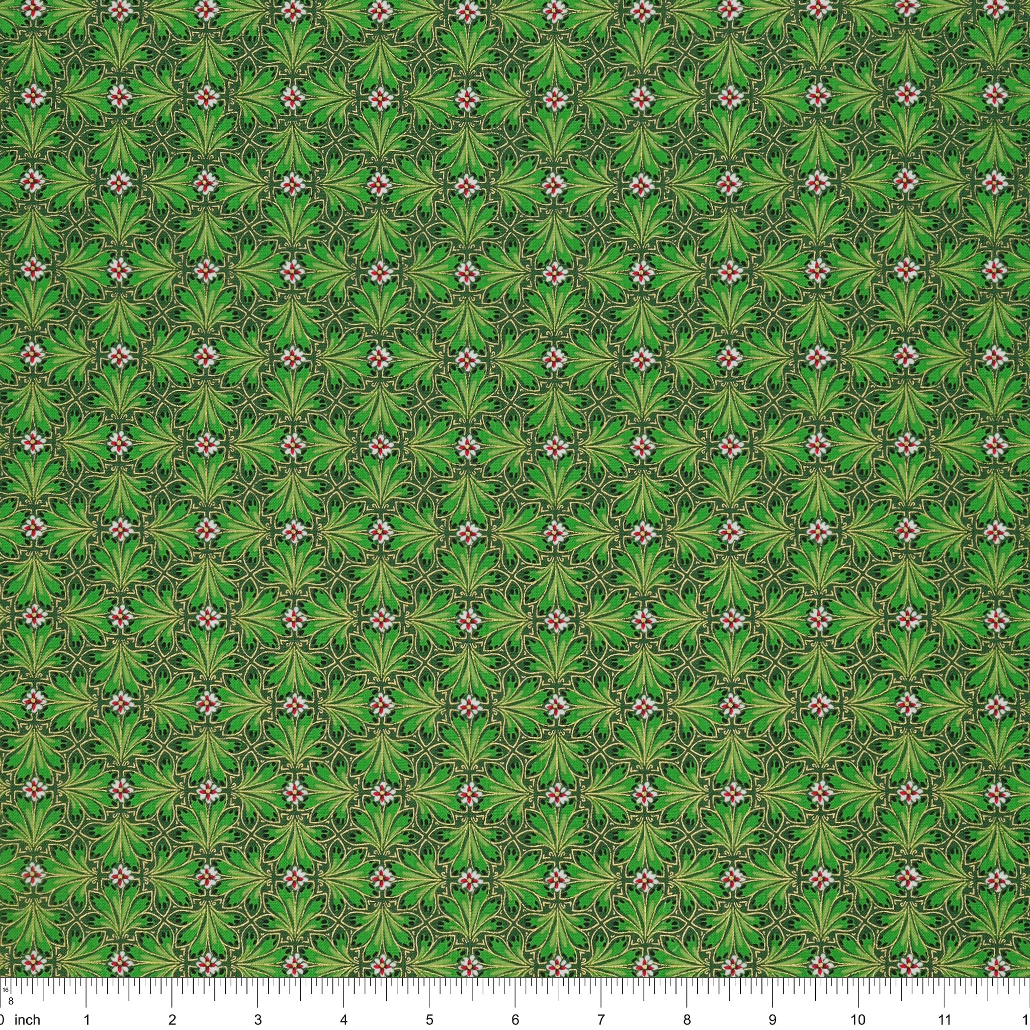 Holiday Nouveau Fabric Collection - Holiday Foulard Forest Green - Image 3
