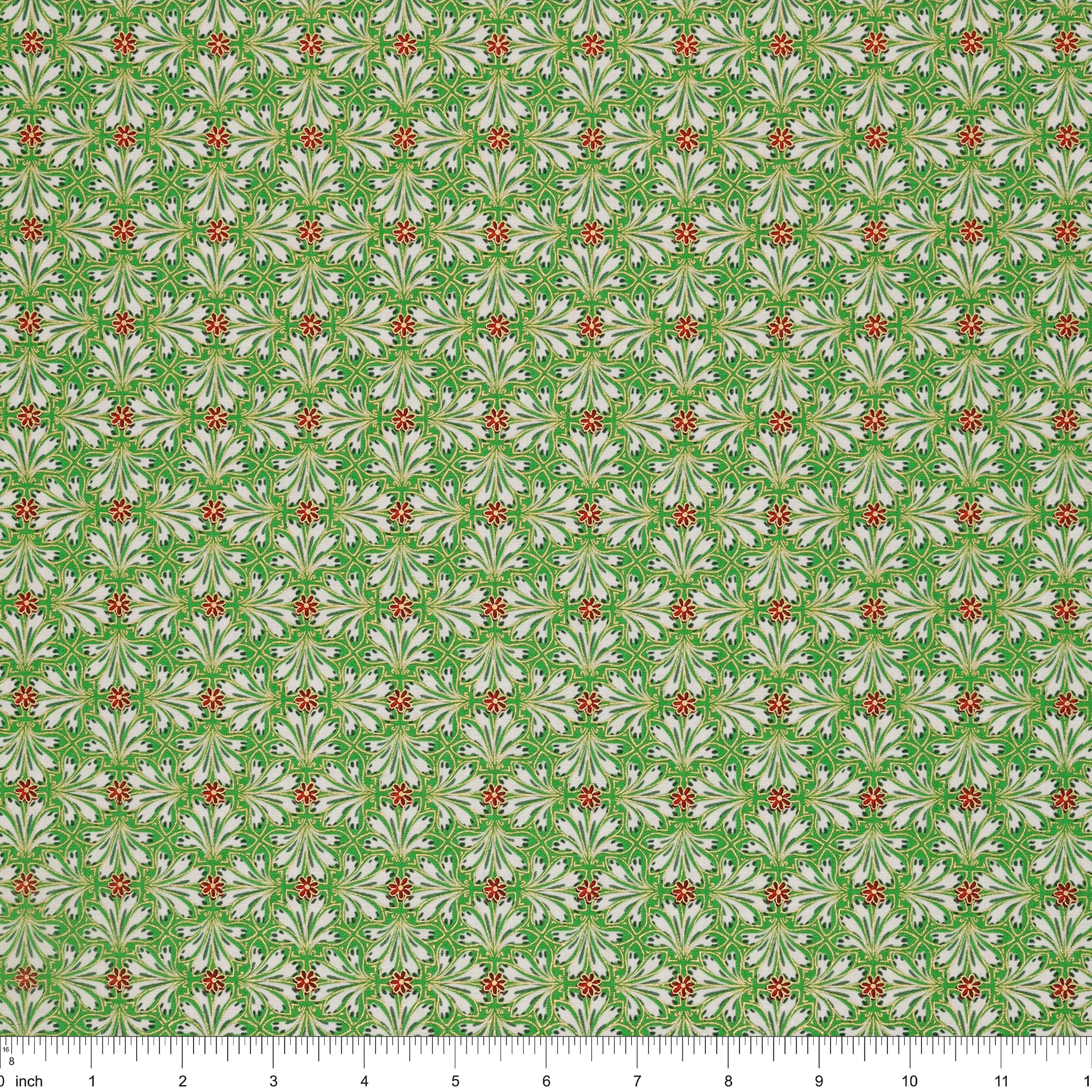Holiday Nouveau Fabric Collection - Holiday Foulard Green/Multi - Image 3