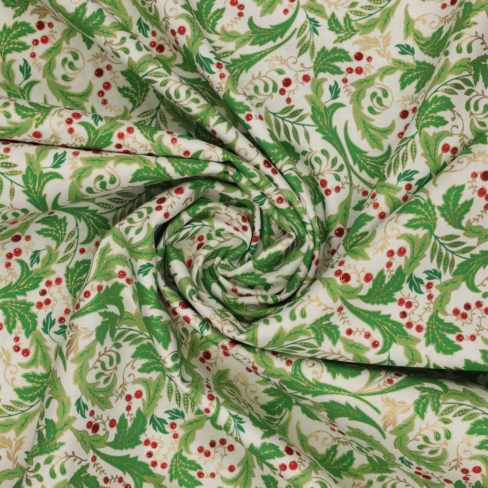 Holiday Nouveau Fabric Collection - Holiday Leaves & Berries Cream - Image 2